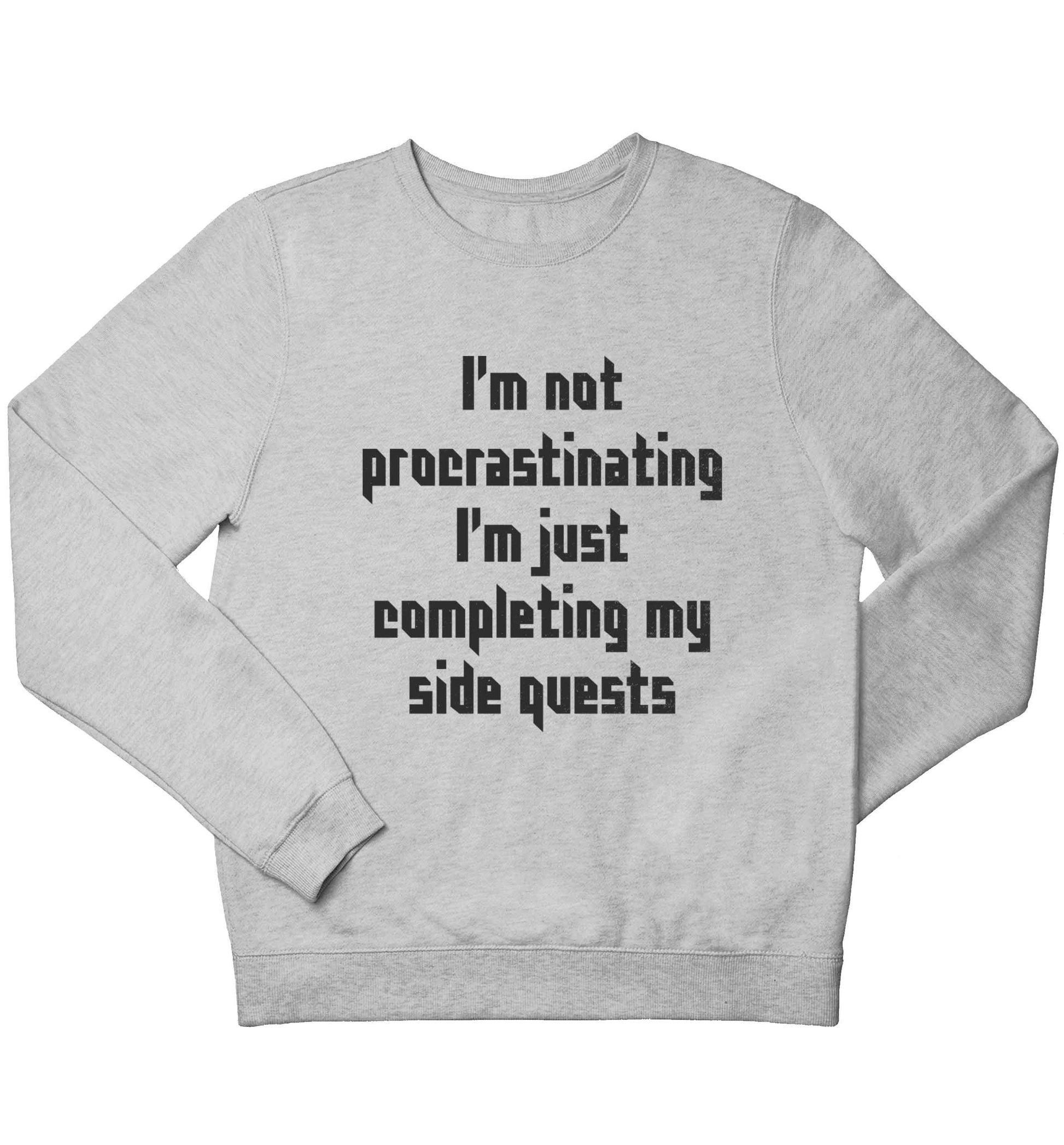 I'm not procrastinating I'm just completing my side quests children's grey sweater 12-13 Years