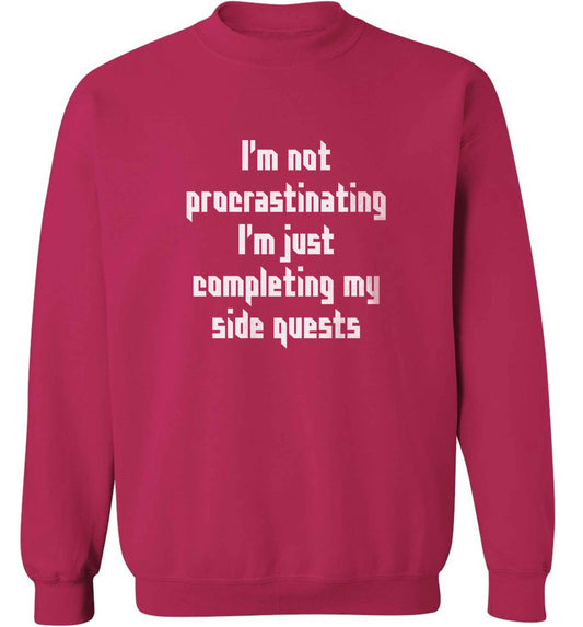 I'm not procrastinating I'm just completing my side quests adult's unisex pink sweater 2XL