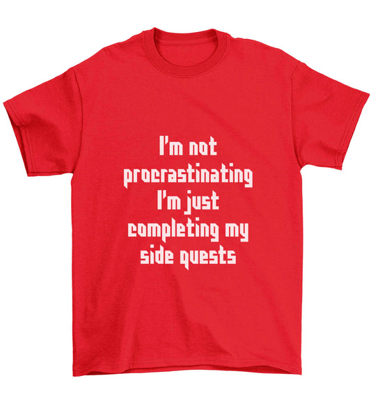 I'm not procrastinating I'm just completing my side quests Children's red Tshirt 12-13 Years
