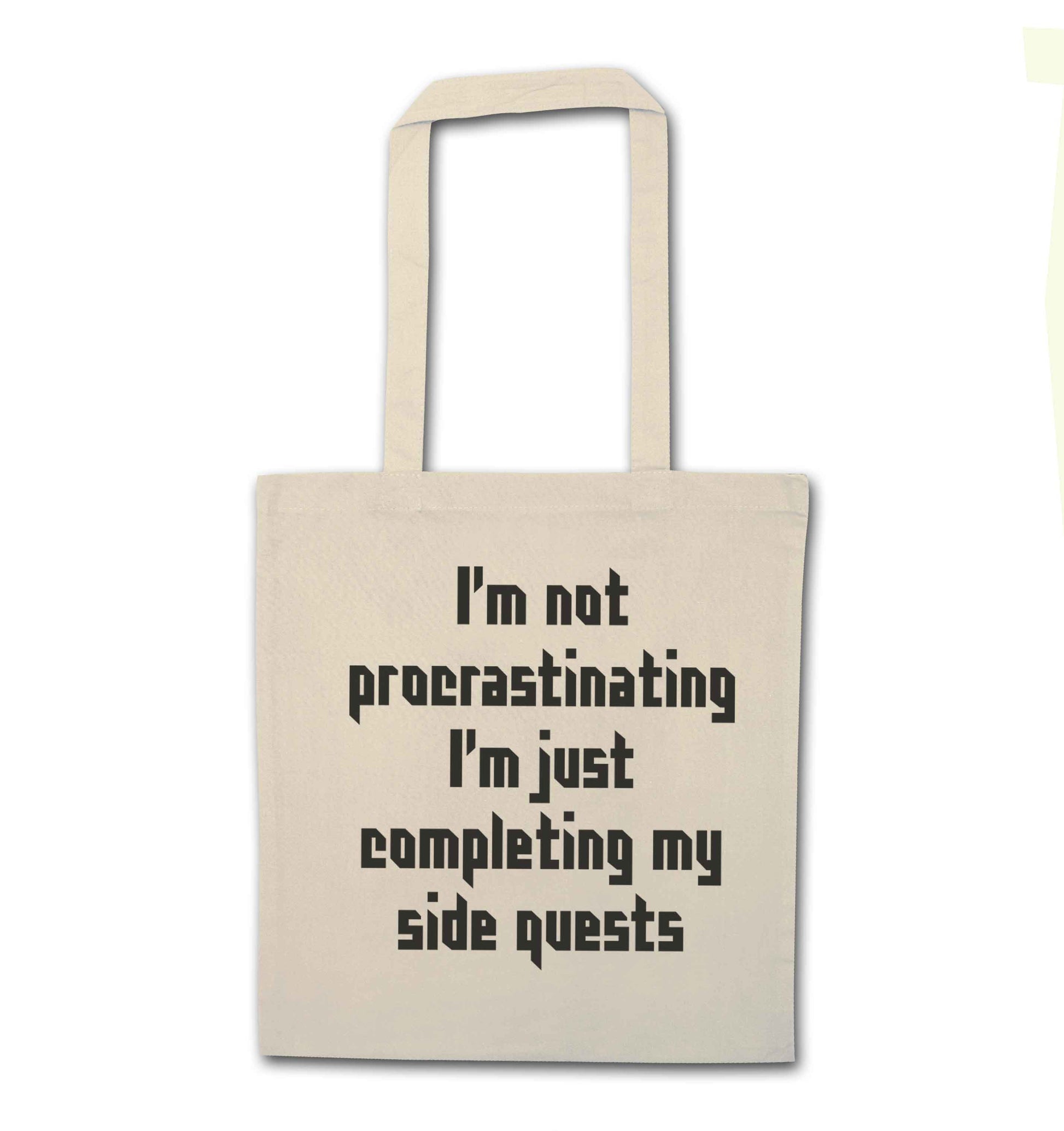 I'm not procrastinating I'm just completing my side quests natural tote bag