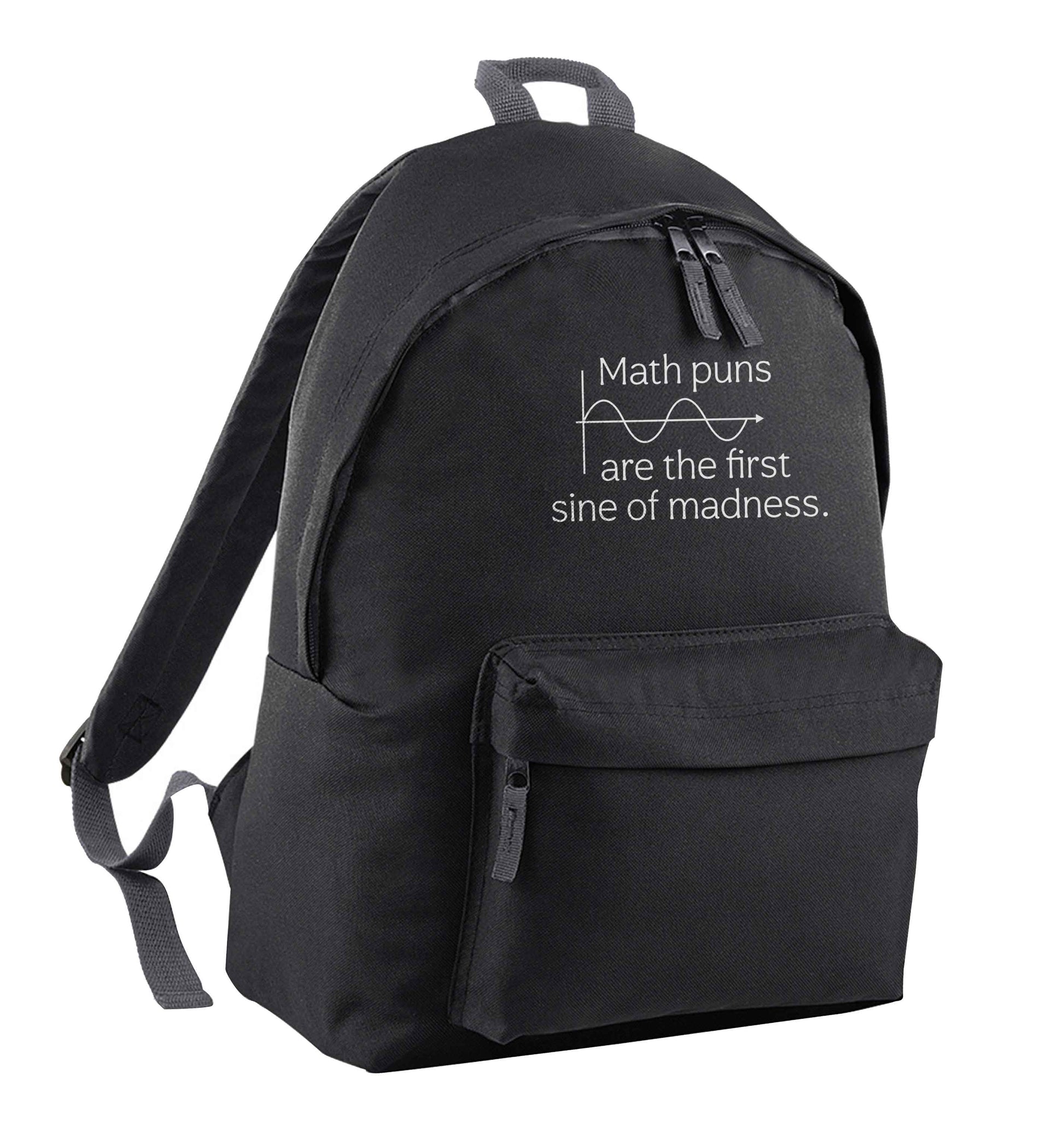 Math puns are the first sine of madness black children's backpack