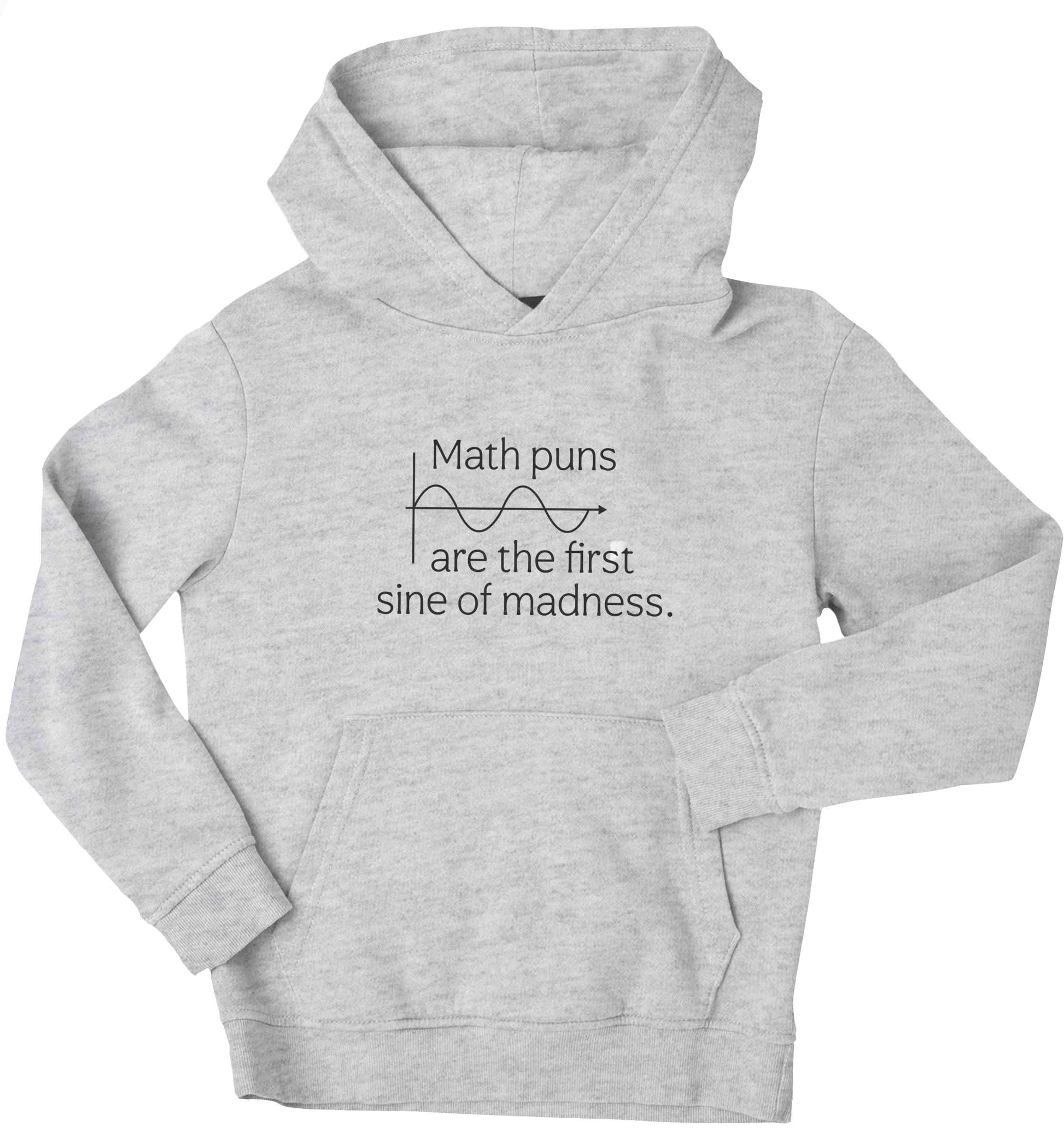 Math puns are the first sine of madness children's grey hoodie 12-13 Years