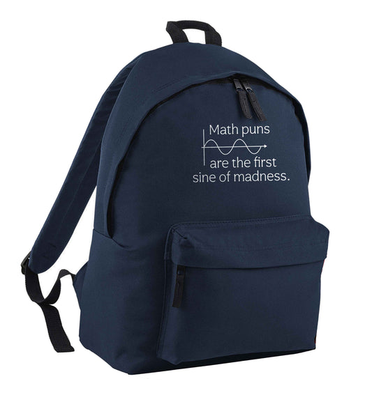 Math puns are the first sine of madness navy children's backpack