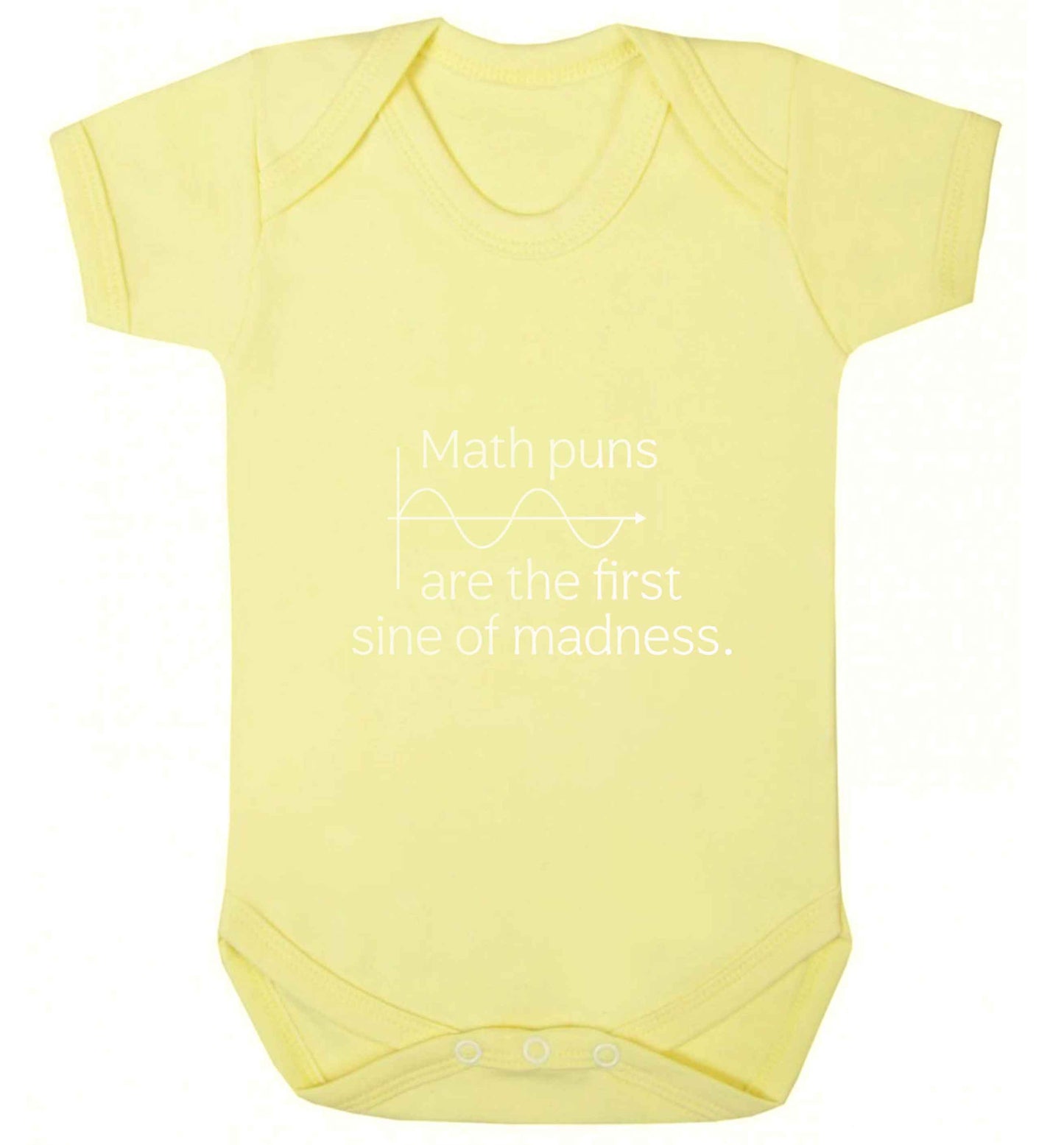 Math puns are the first sine of madness baby vest pale yellow 18-24 months