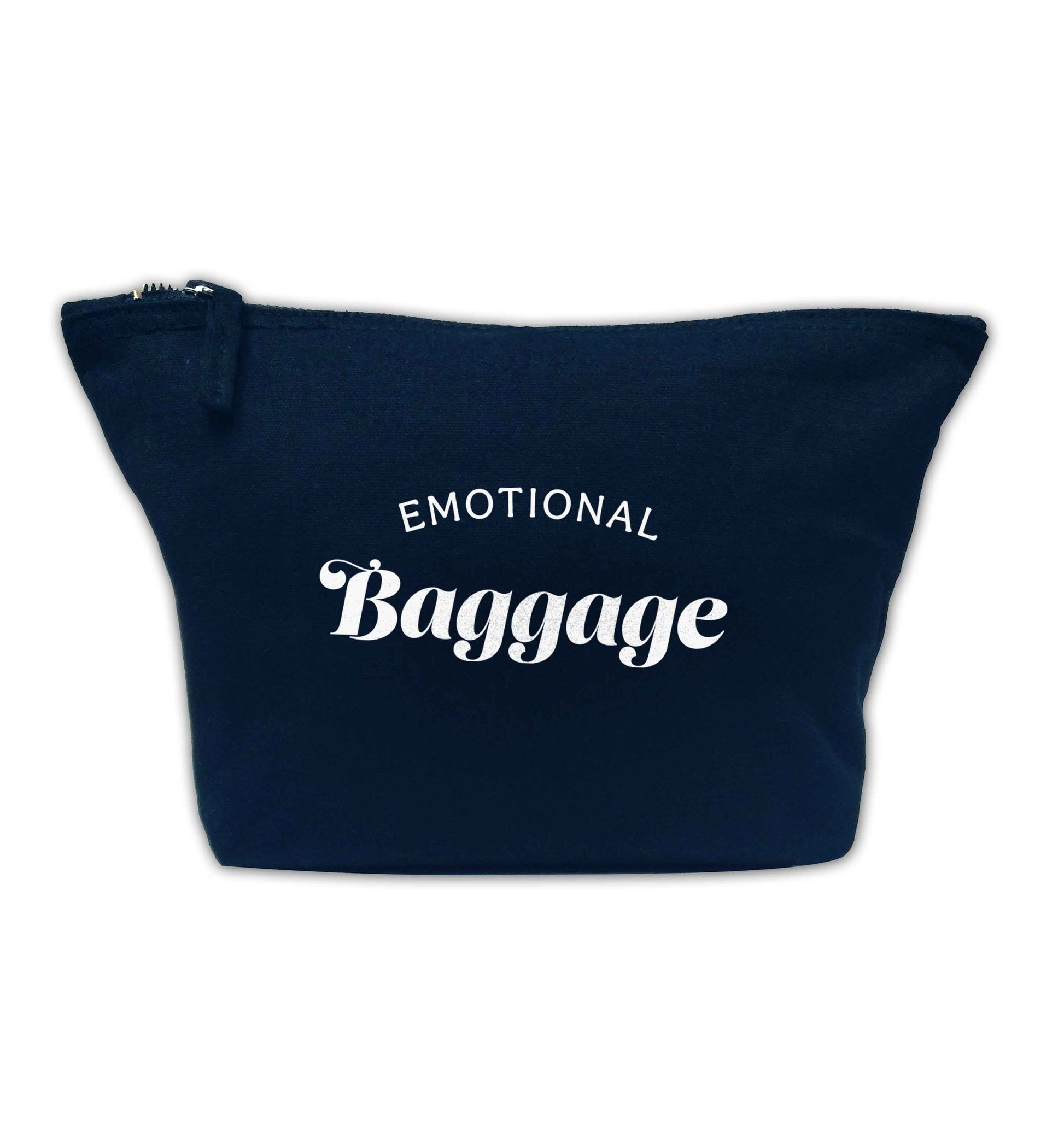Emotional baggage navy makeup bag