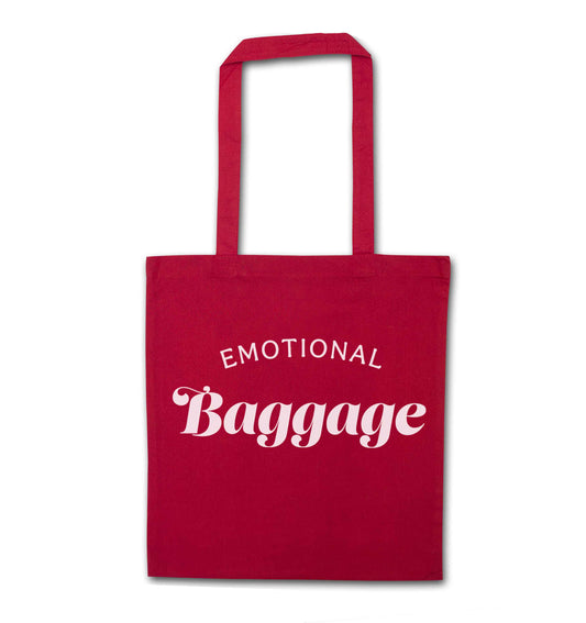 Emotional baggage red tote bag
