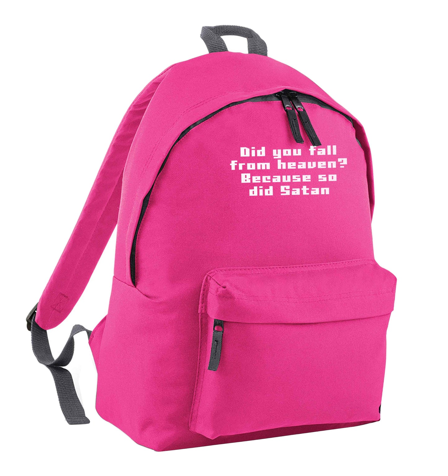 Did you fall from Heaven because so did Satan pink adults backpack