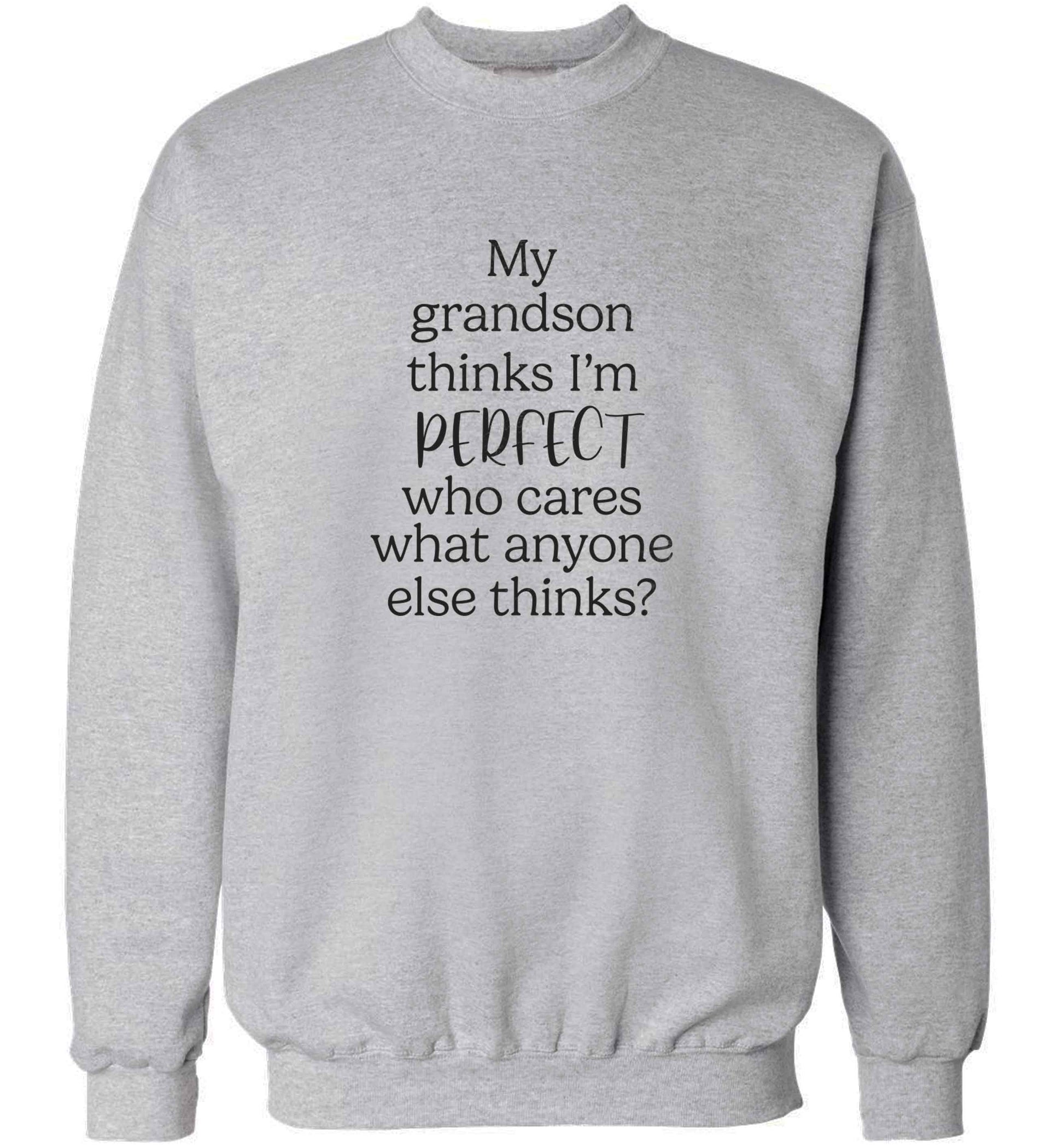 My Grandson thinks I'm perfect who cares what anyone else thinks? adult's unisex grey sweater 2XL