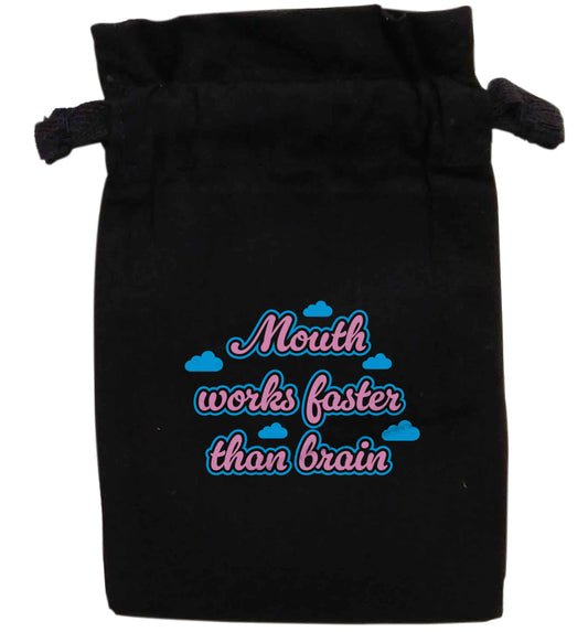 Mouth works faster than brain  |  XS - L | Pouch / Drawstring bag / Sack | Organic Cotton | Bulk discounts available!