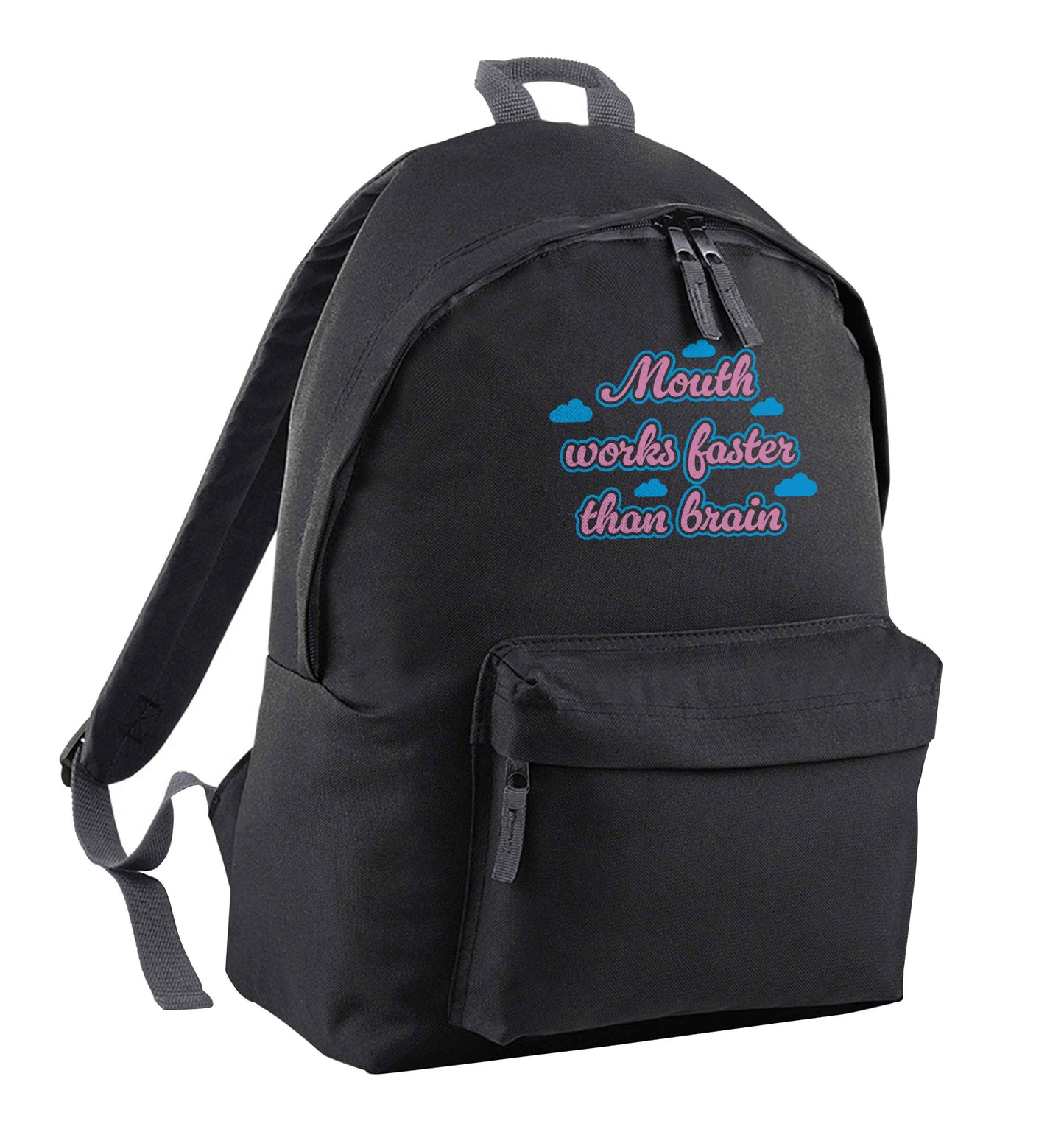 Mouth works faster than brain black adults backpack