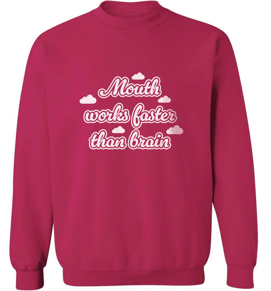 Mouth works faster than brain adult's unisex pink sweater 2XL