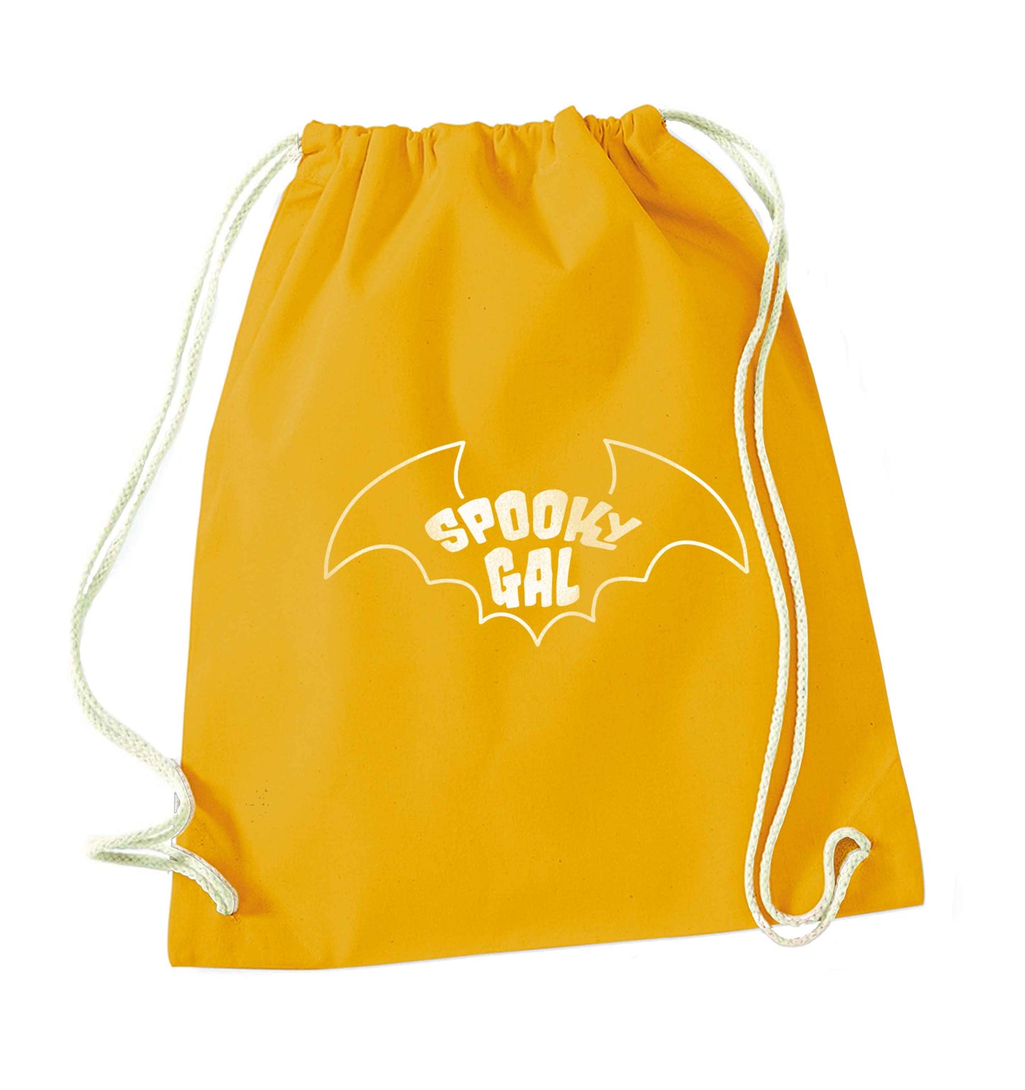 Spooky gal Kit mustard drawstring bag
