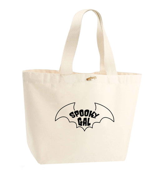 Spooky gal Kit organic cotton premium tote bag with wooden toggle in natural