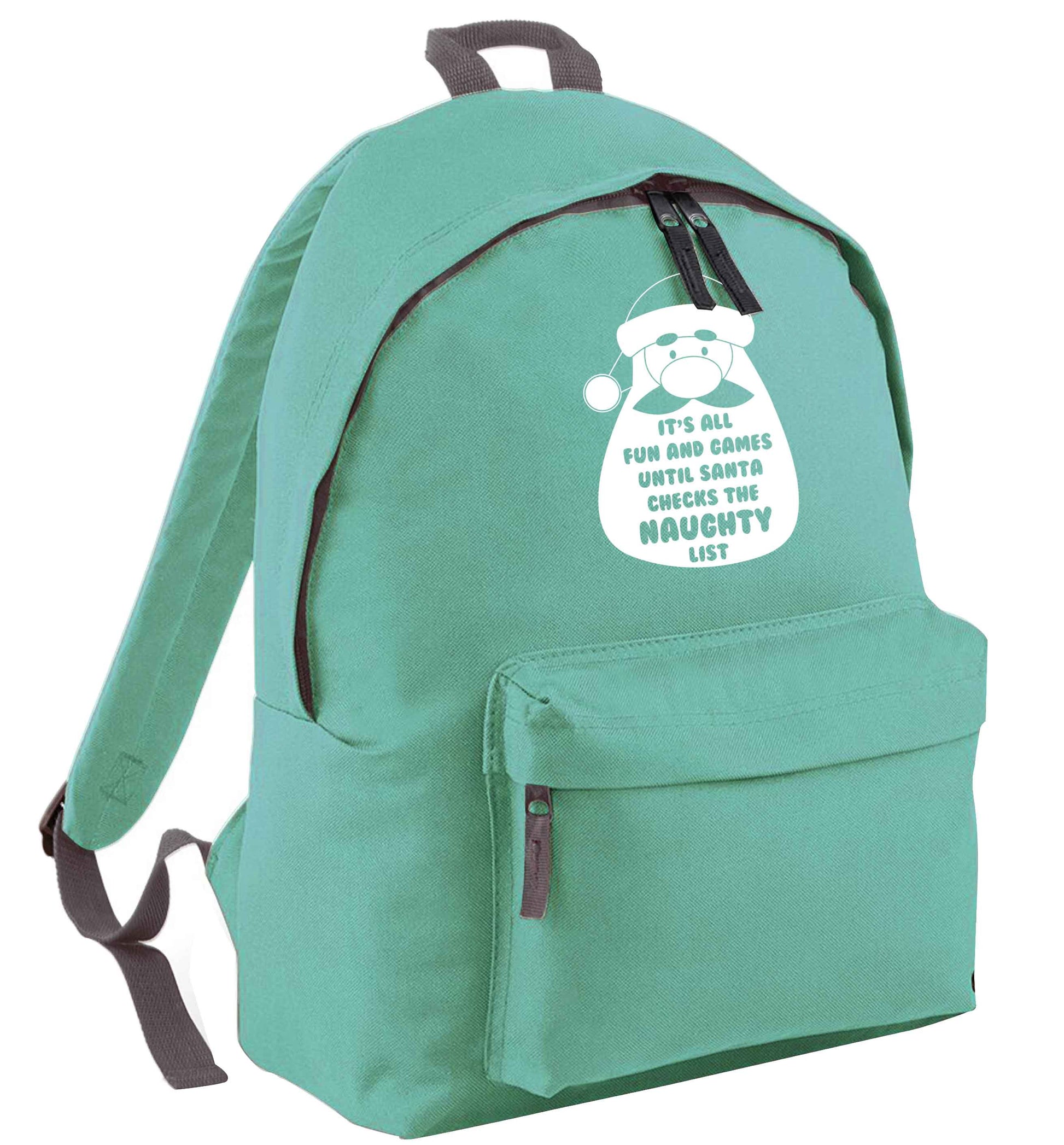 It's all fun and games until Santa checks the naughty list mint adults backpack