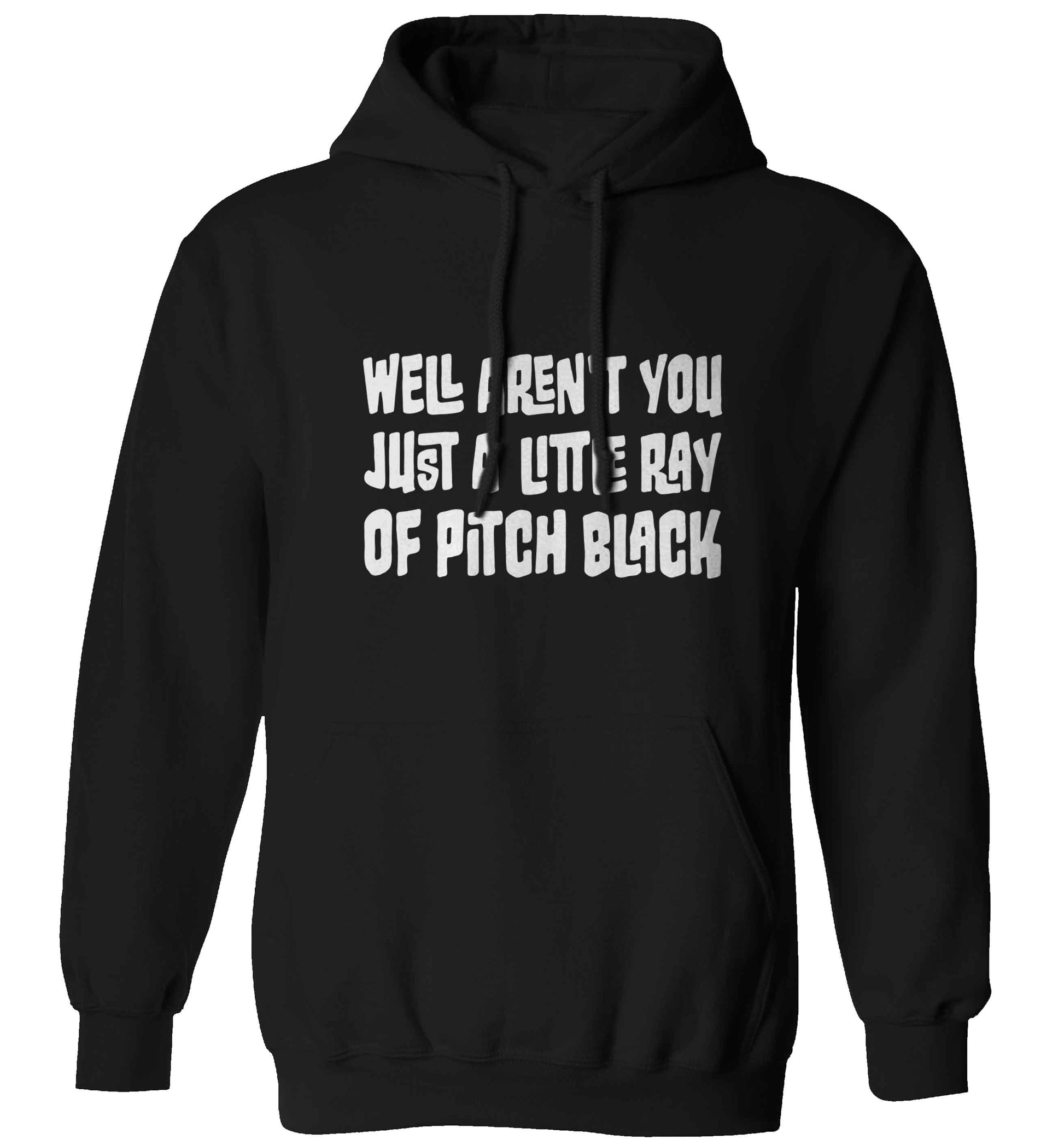 Well aren't you just a little ray of pitch black Kit adults unisex black hoodie 2XL
