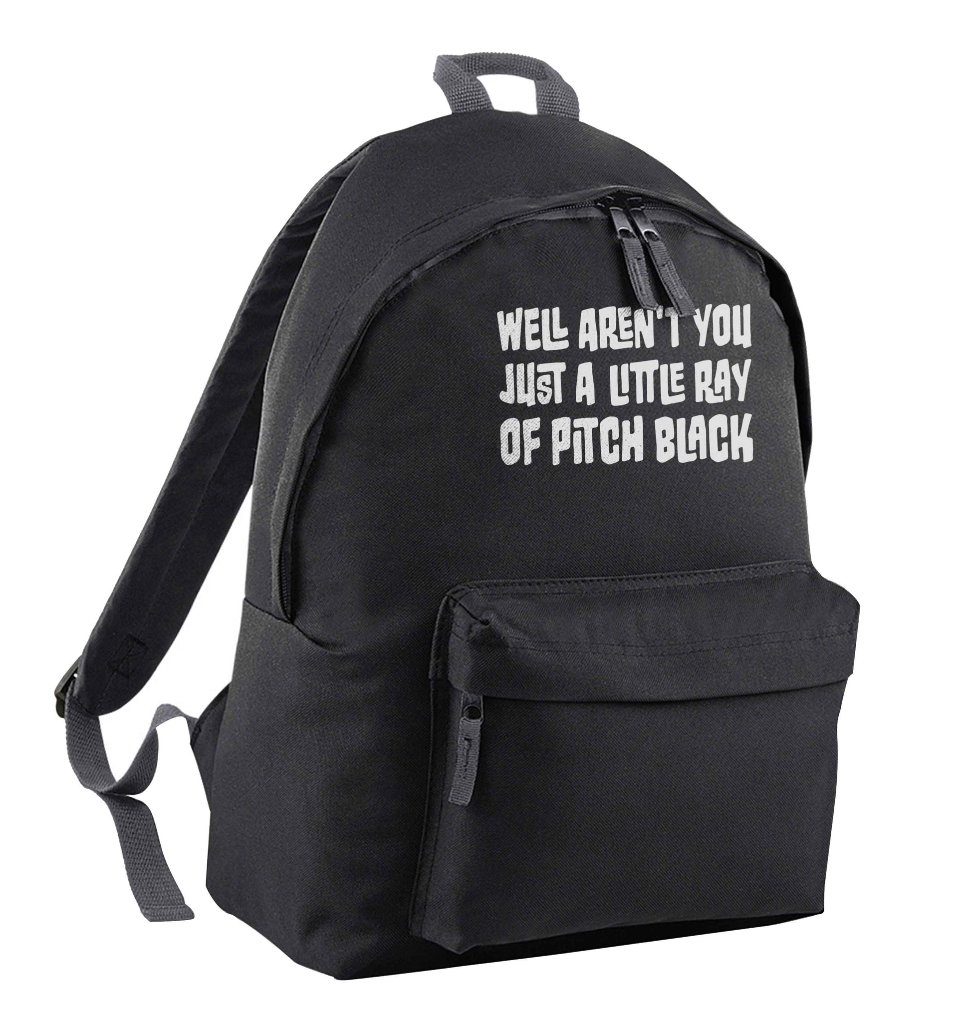 Well aren't you just a little ray of pitch black Kit black adults backpack