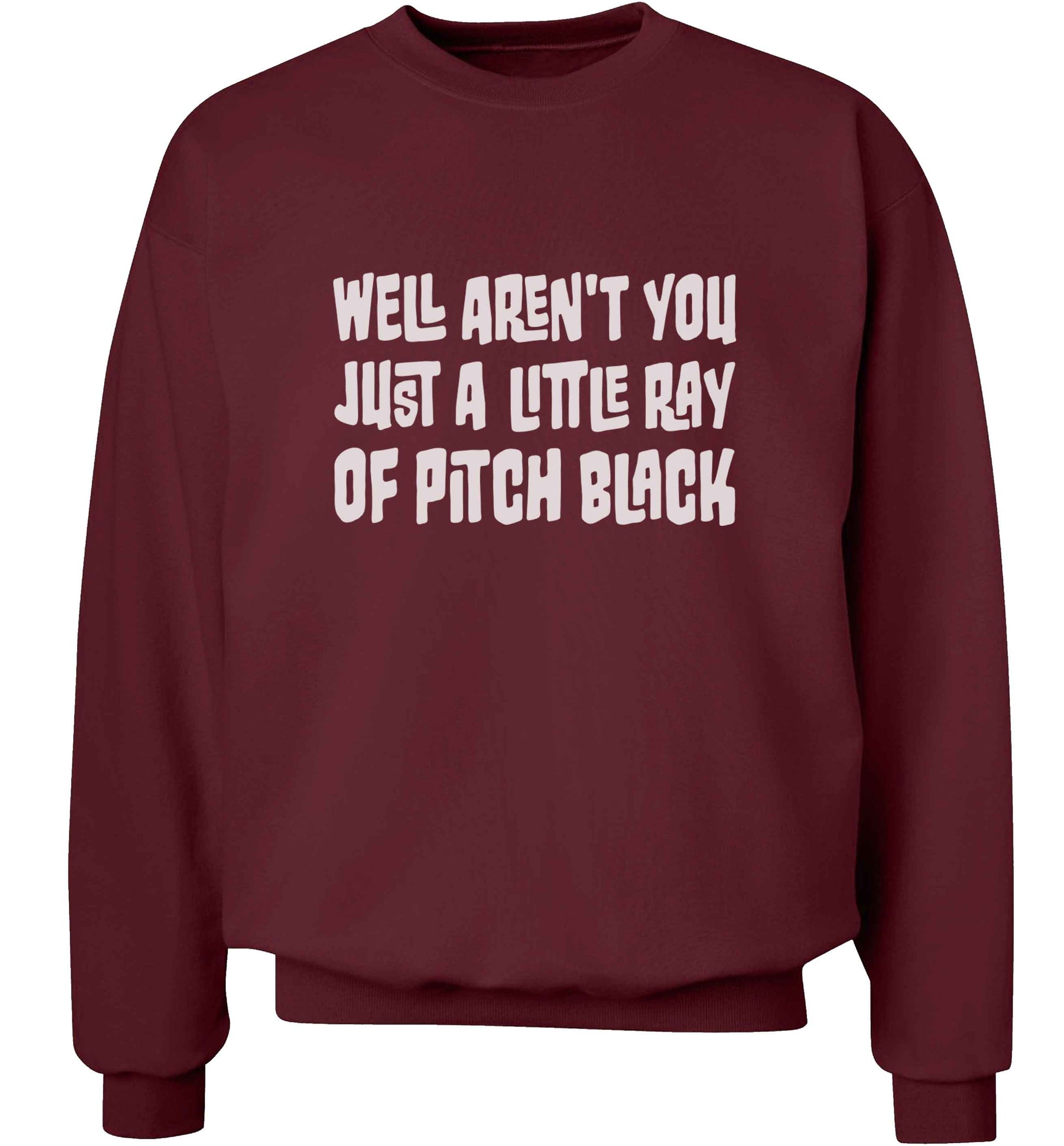 Well aren't you just a little ray of pitch black Kit adult's unisex maroon sweater 2XL