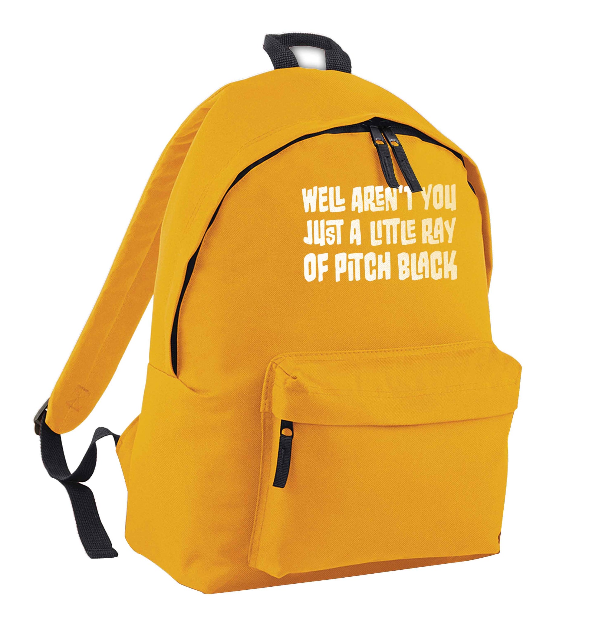 Well aren't you just a little ray of pitch black Kit mustard adults backpack