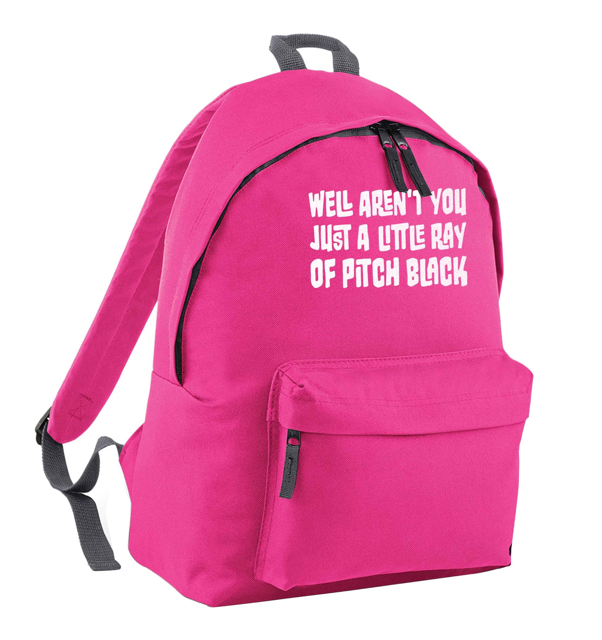 Well aren't you just a little ray of pitch black Kit pink children's backpack
