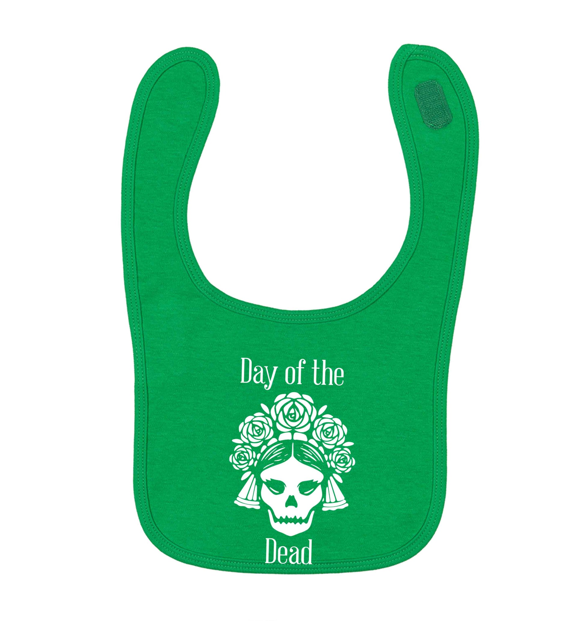 Day of the dead green baby bib