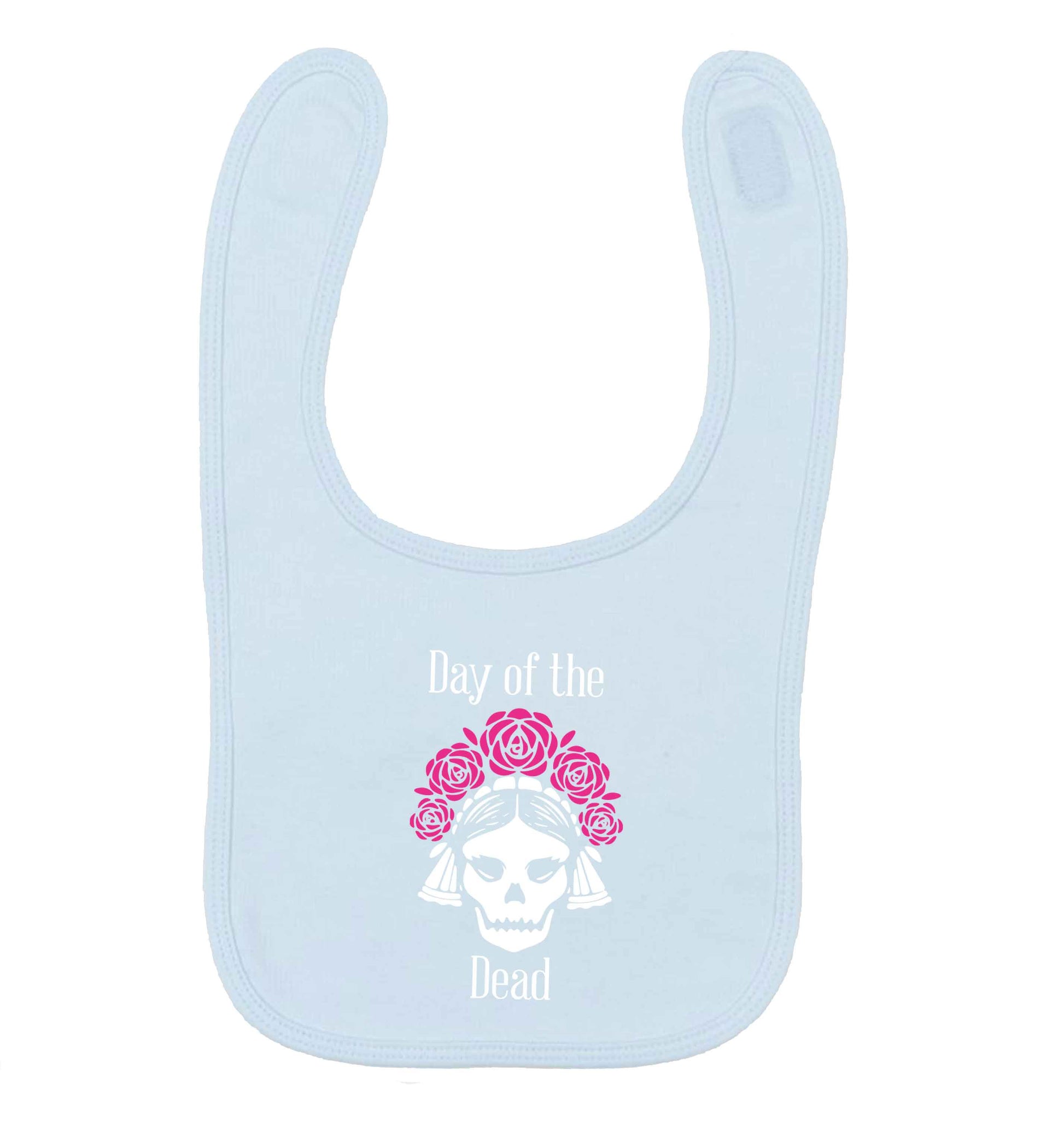 Day of the dead pale blue baby bib