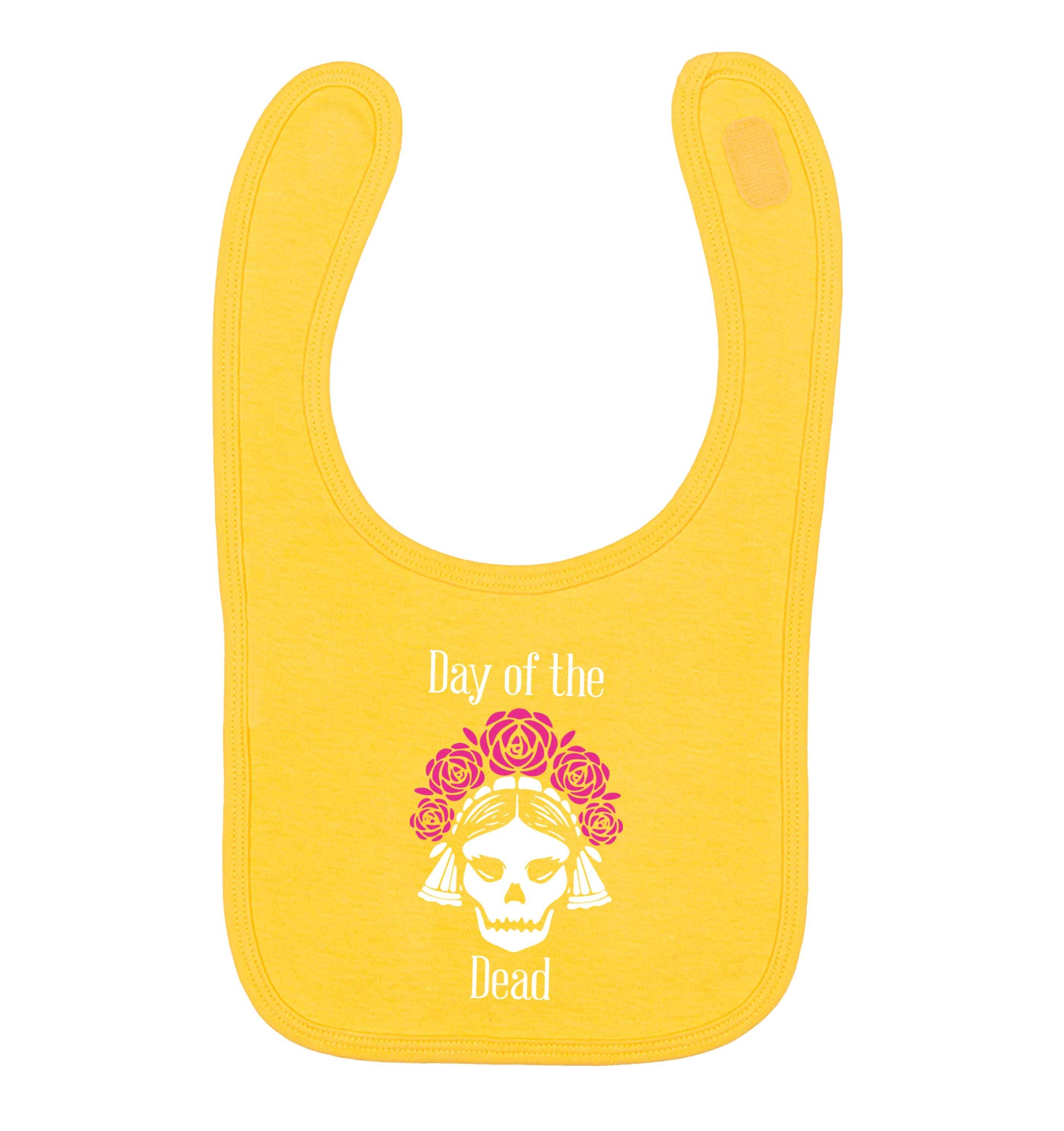 Day of the dead yellow baby bib