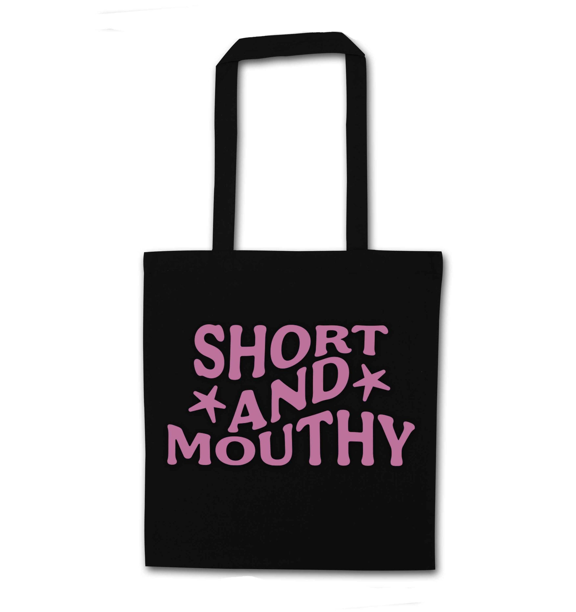 Short and mouthy black tote bag