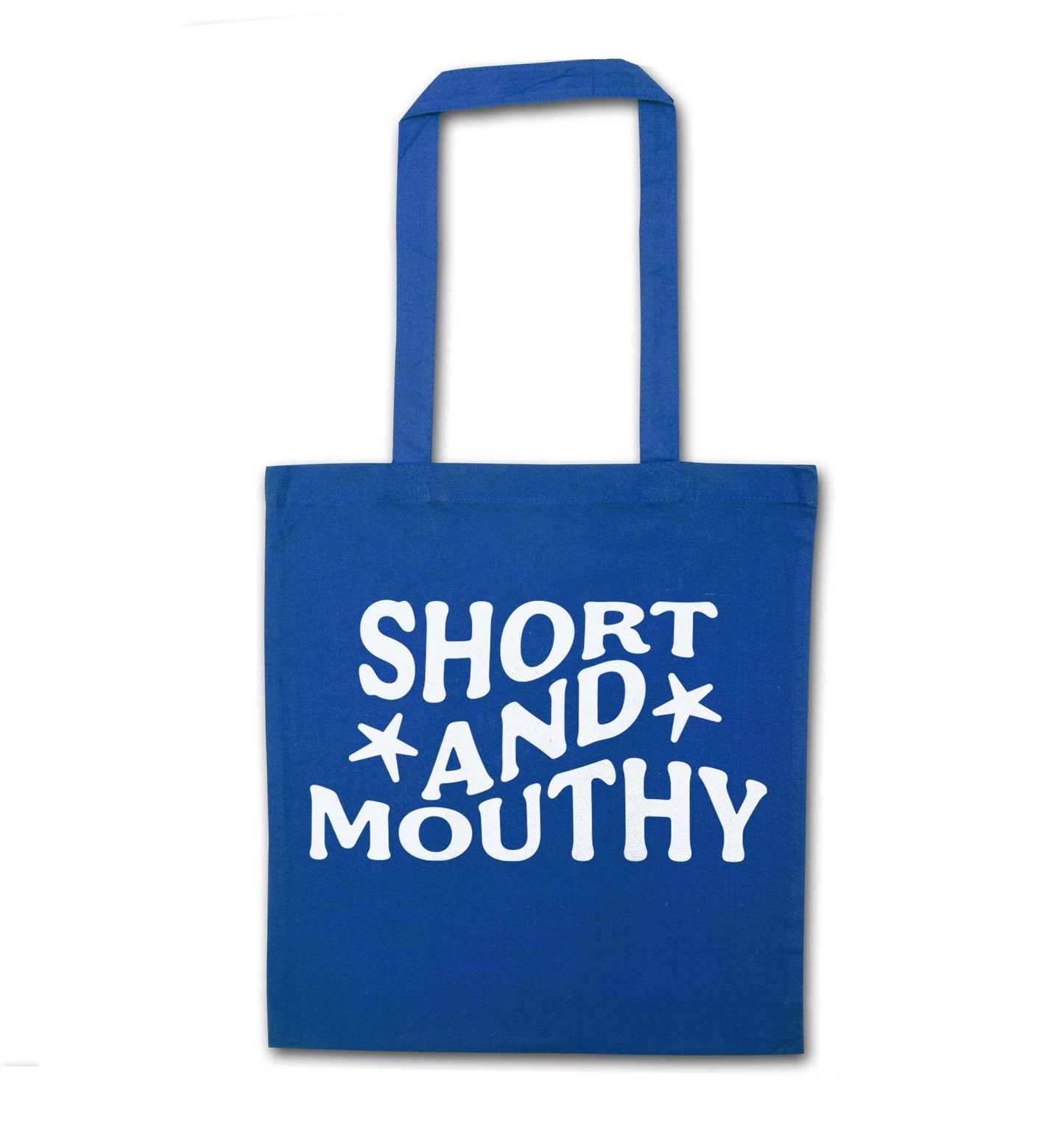 Short and mouthy blue tote bag