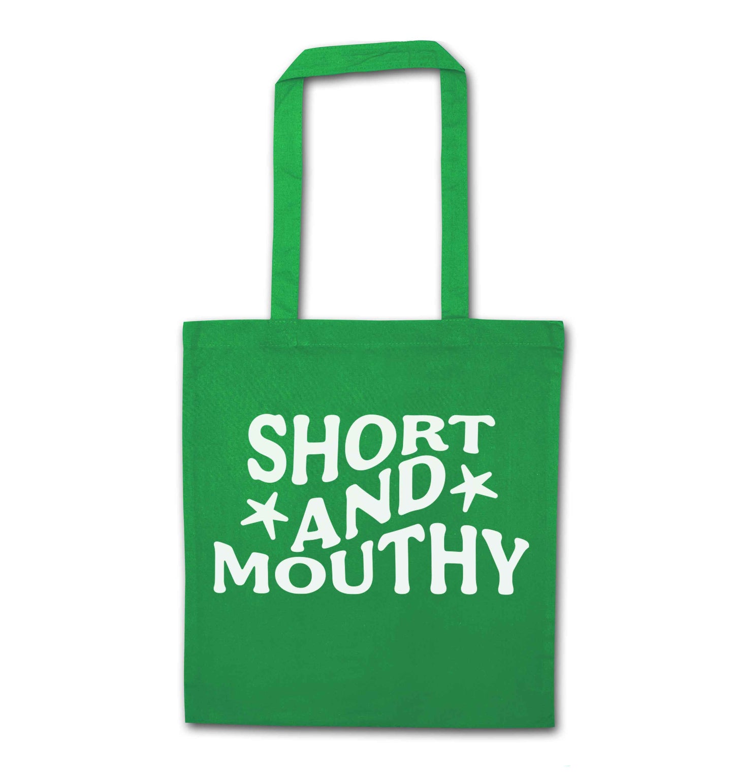 Short and mouthy green tote bag
