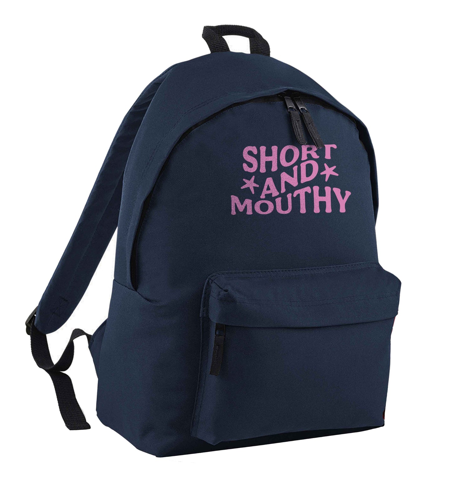 Short and mouthy navy adults backpack