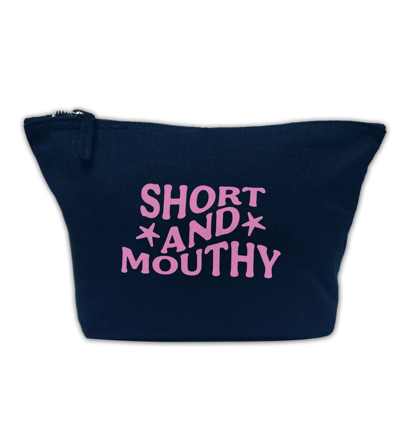 Short and mouthy navy makeup bag