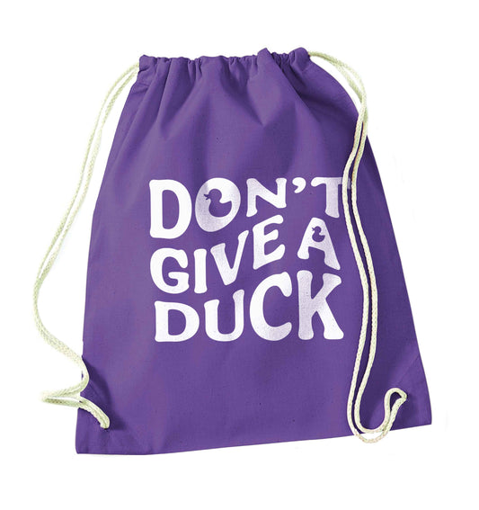 Don't give a duck purple drawstring bag