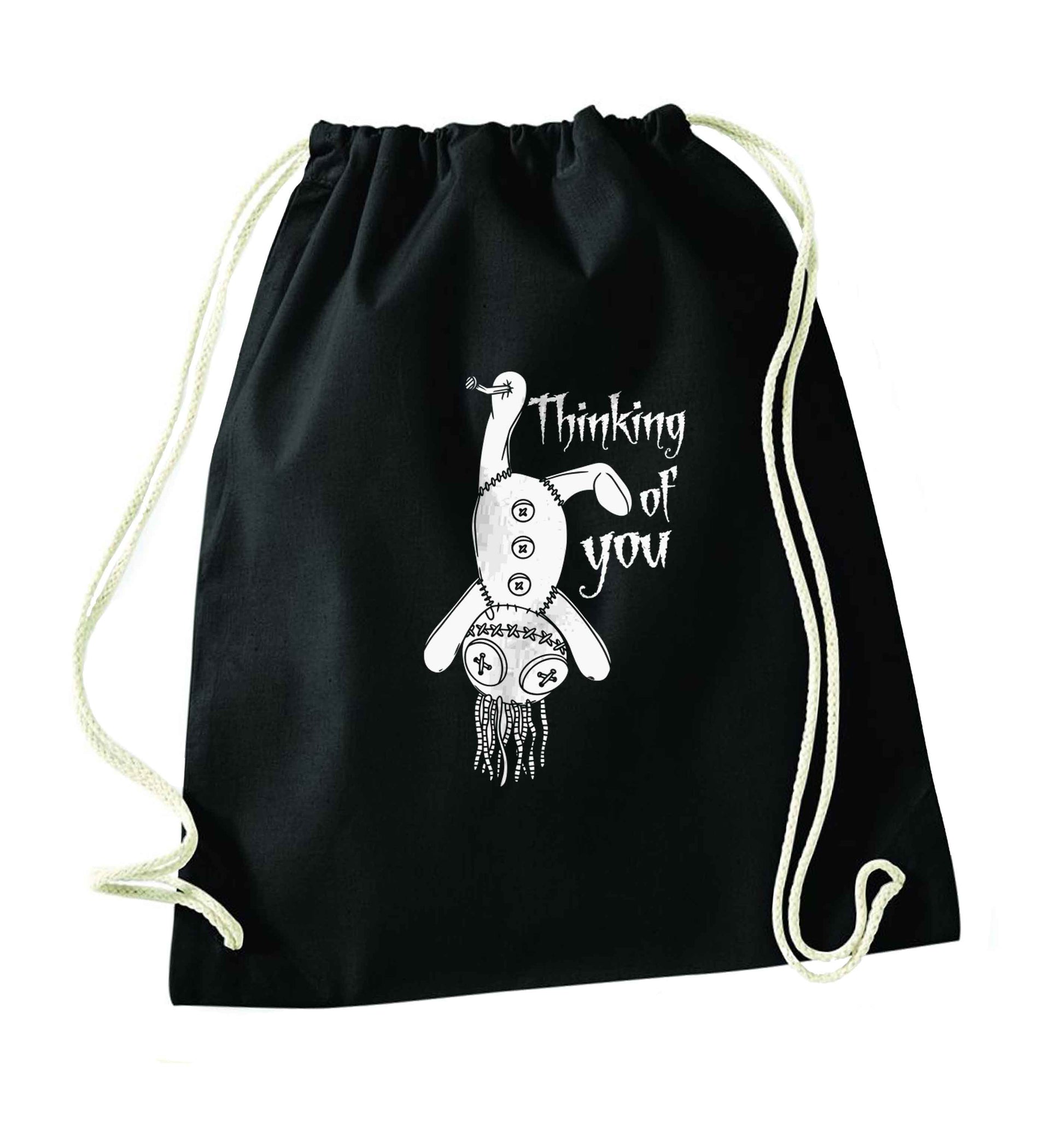 Thinking of you black drawstring bag