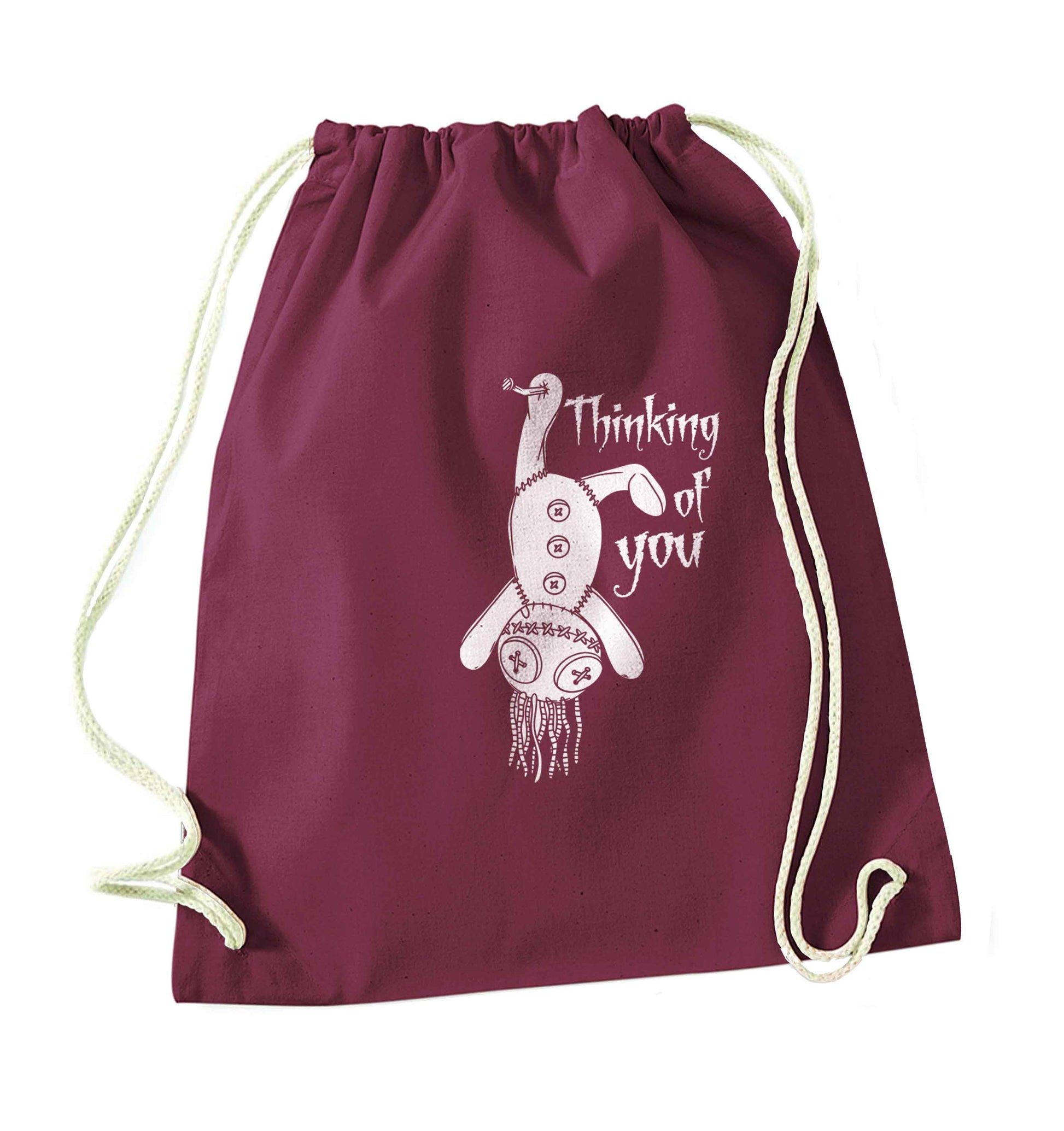 Thinking of you maroon drawstring bag