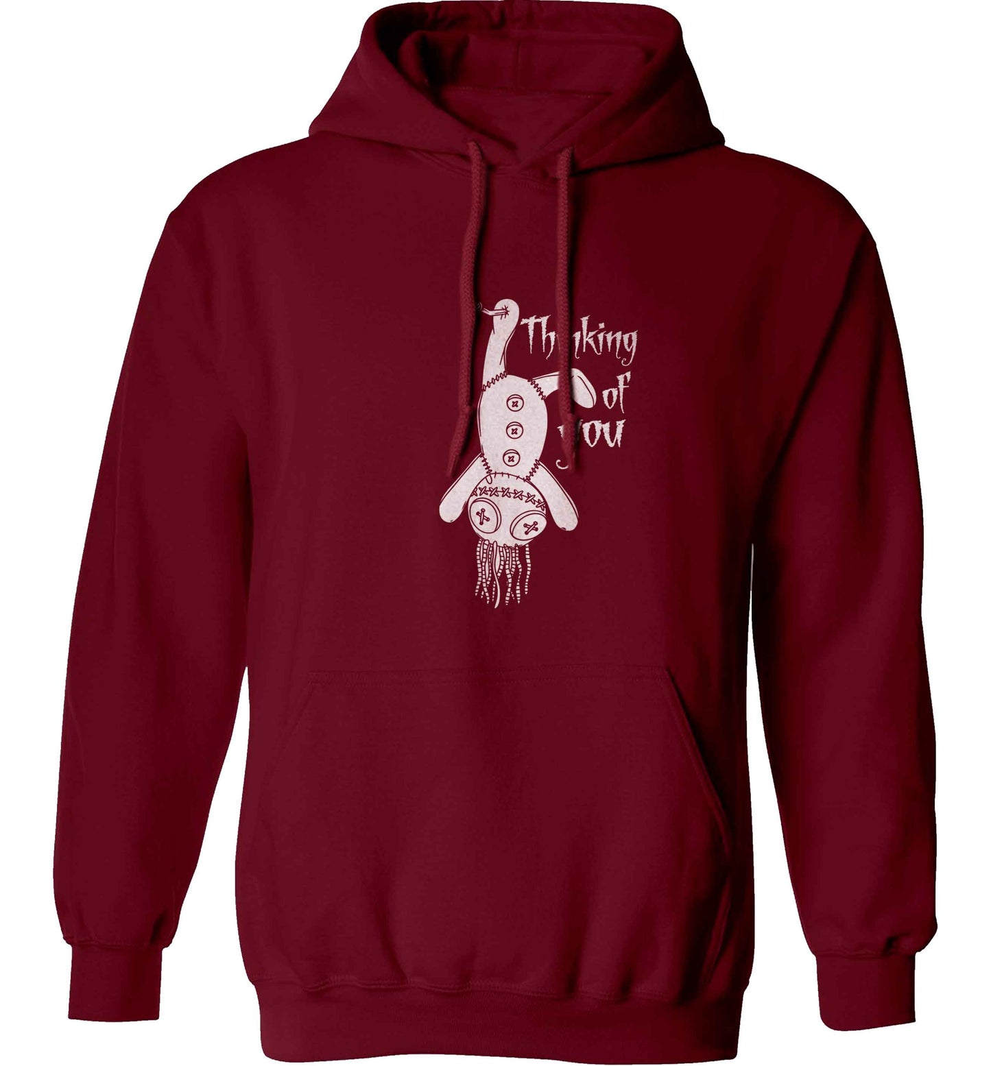Thinking of you adults unisex maroon hoodie 2XL
