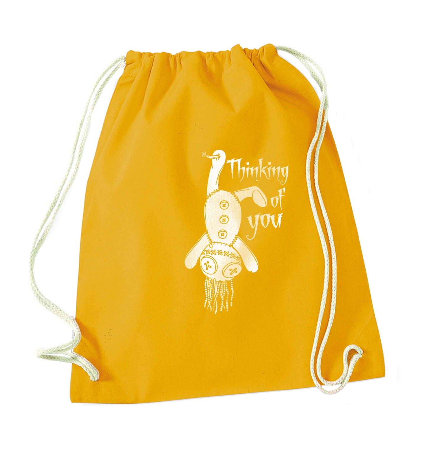 Thinking of you mustard drawstring bag