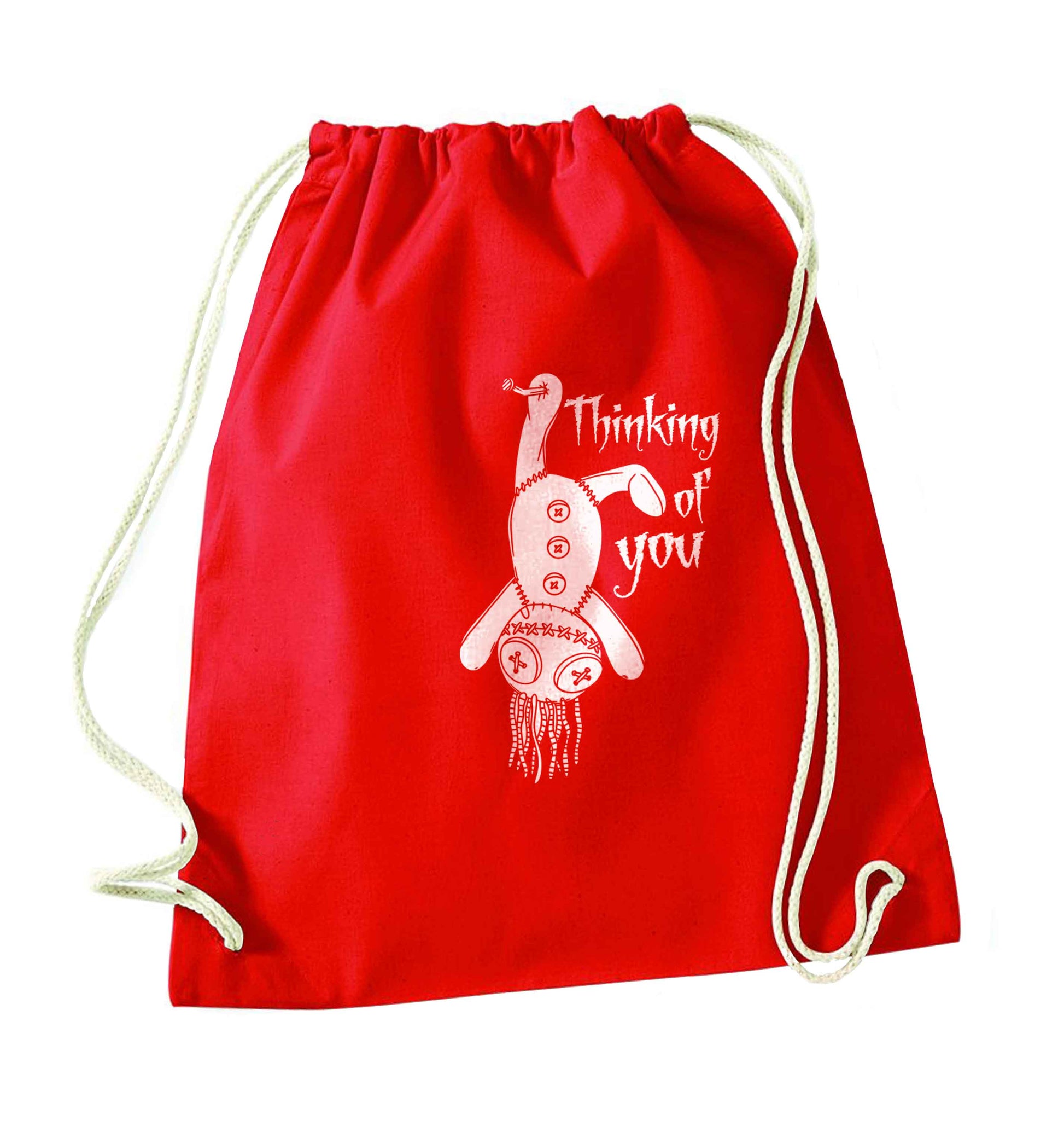 Thinking of you red drawstring bag 