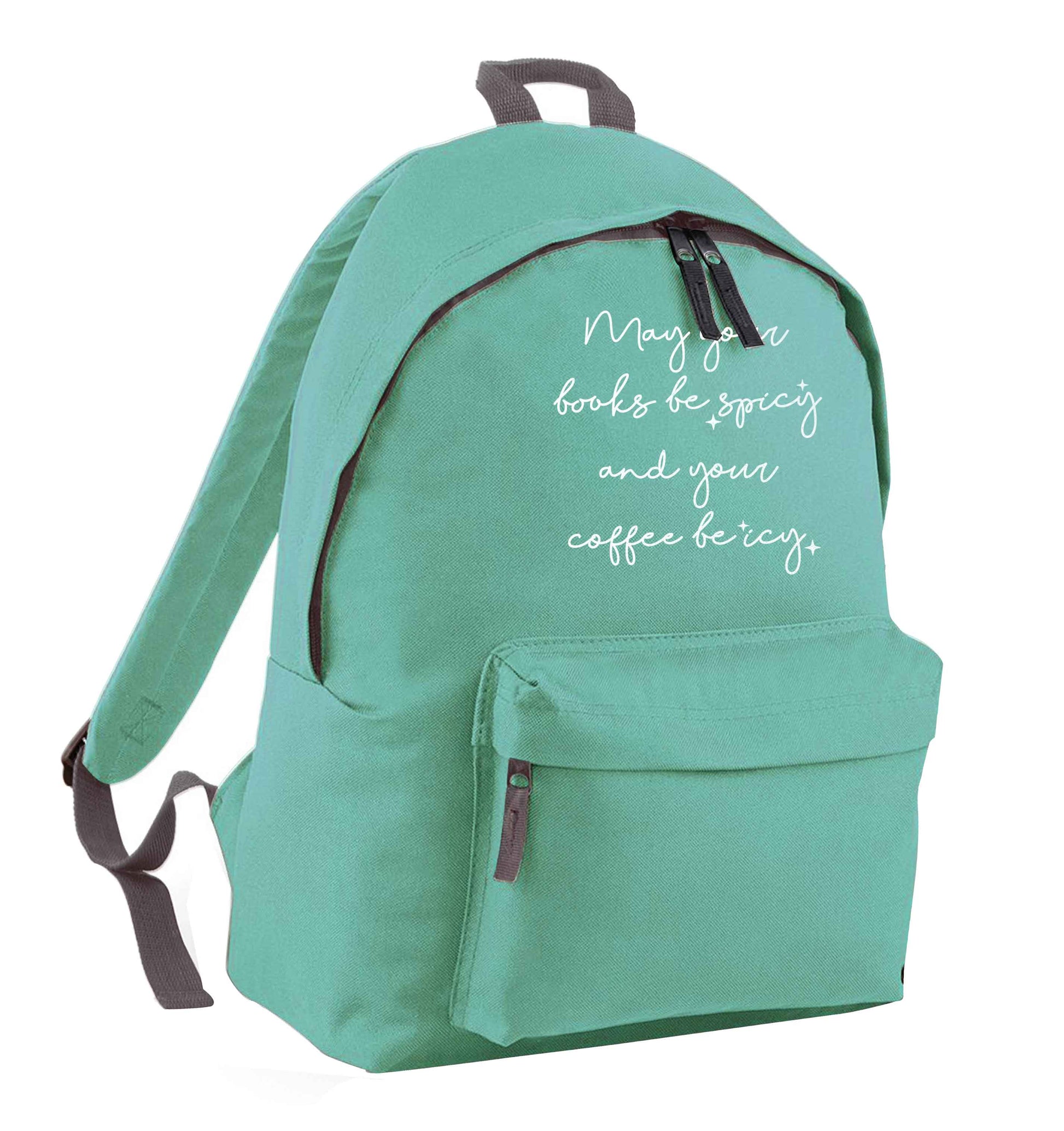 May your books be spicy and your coffee be icy mint adults backpack