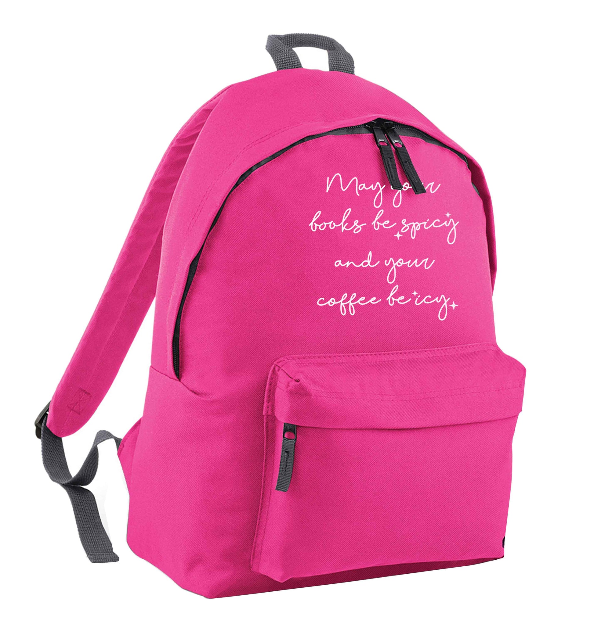 May your books be spicy and your coffee be icy pink adults backpack