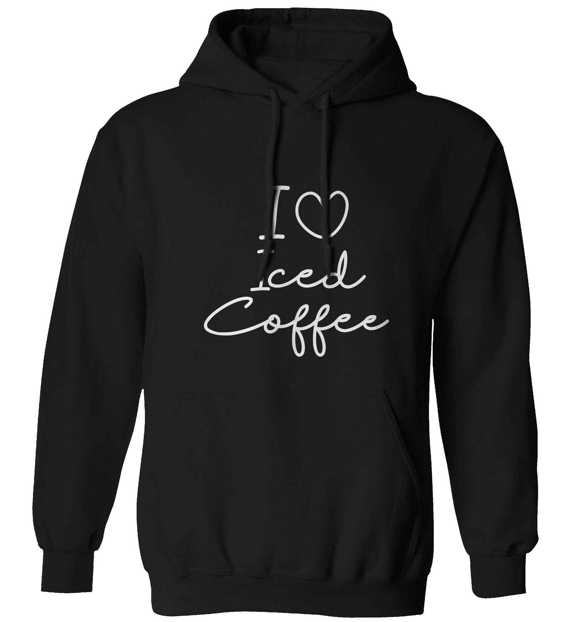 I love iced coffee adults unisex black hoodie 2XL