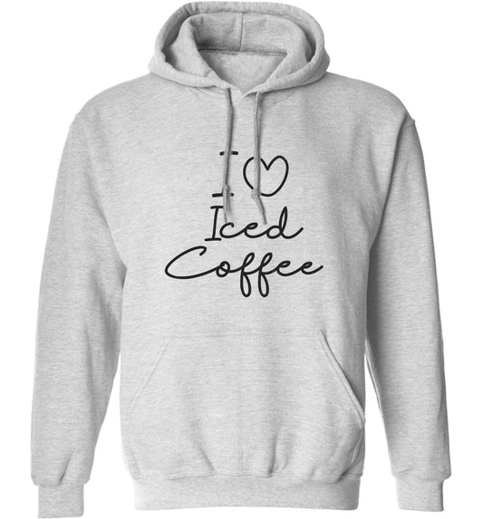 I love iced coffee adults unisex grey hoodie 2XL