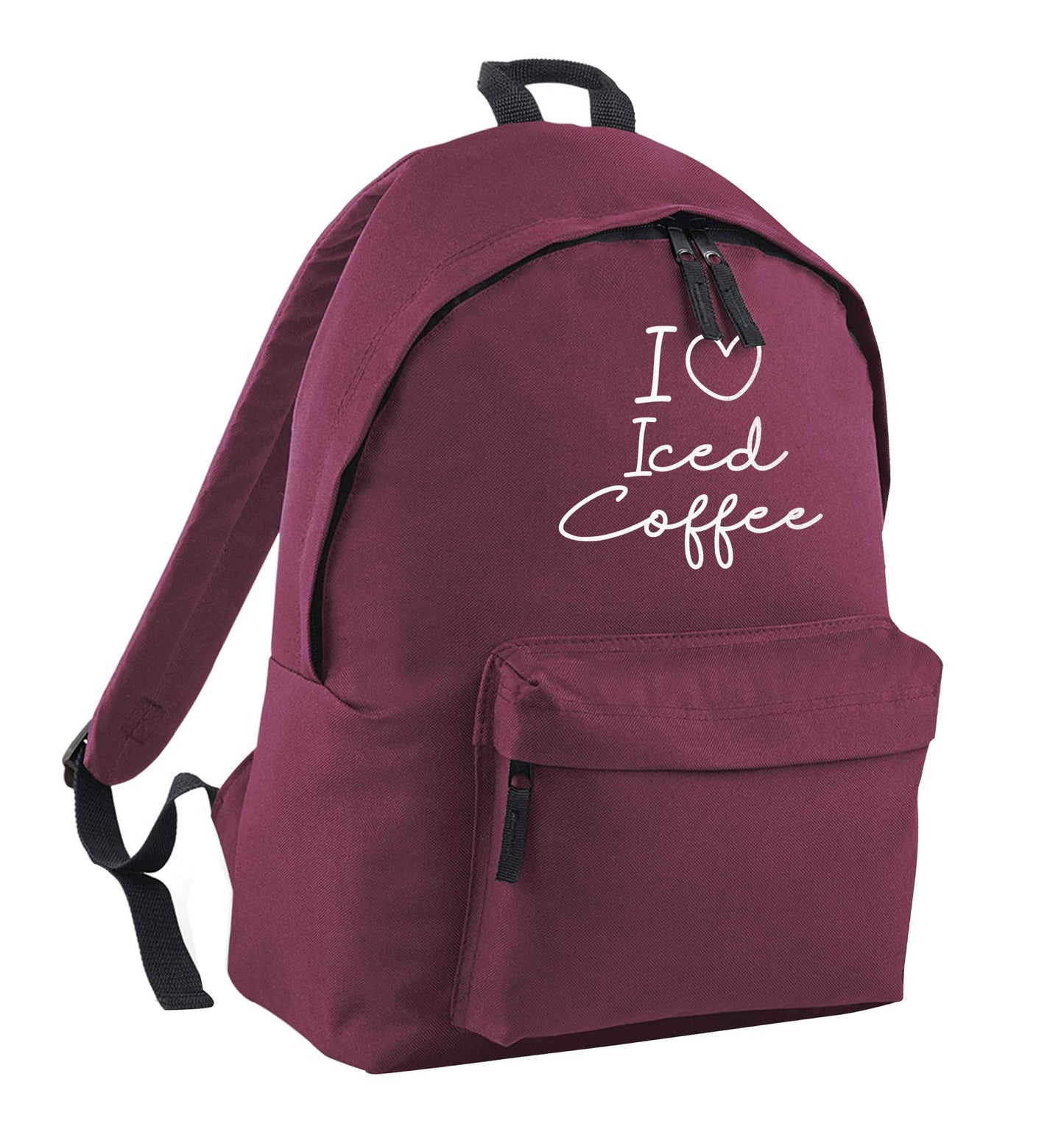 I love iced coffee maroon adults backpack