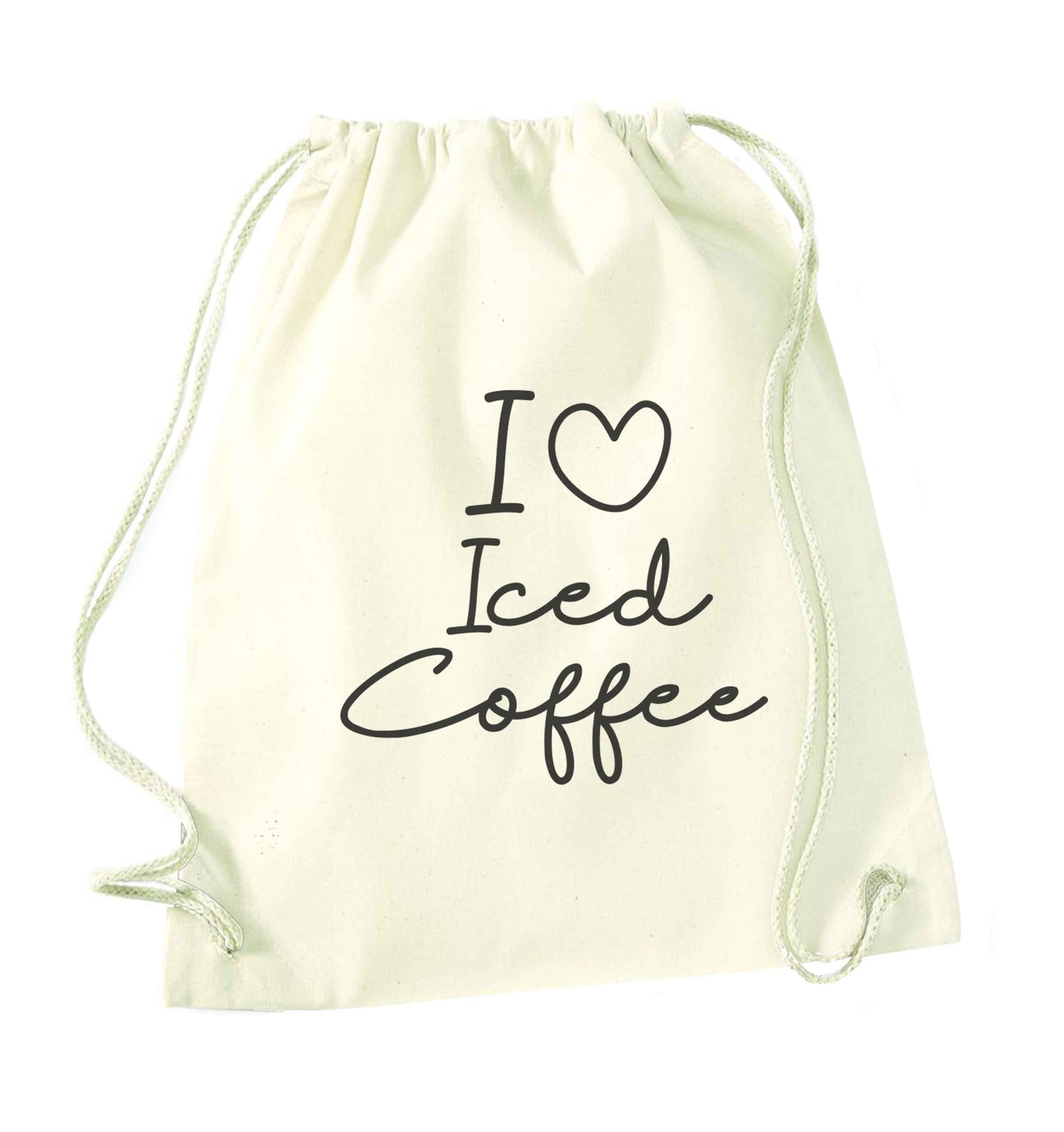 I love iced coffee natural drawstring bag