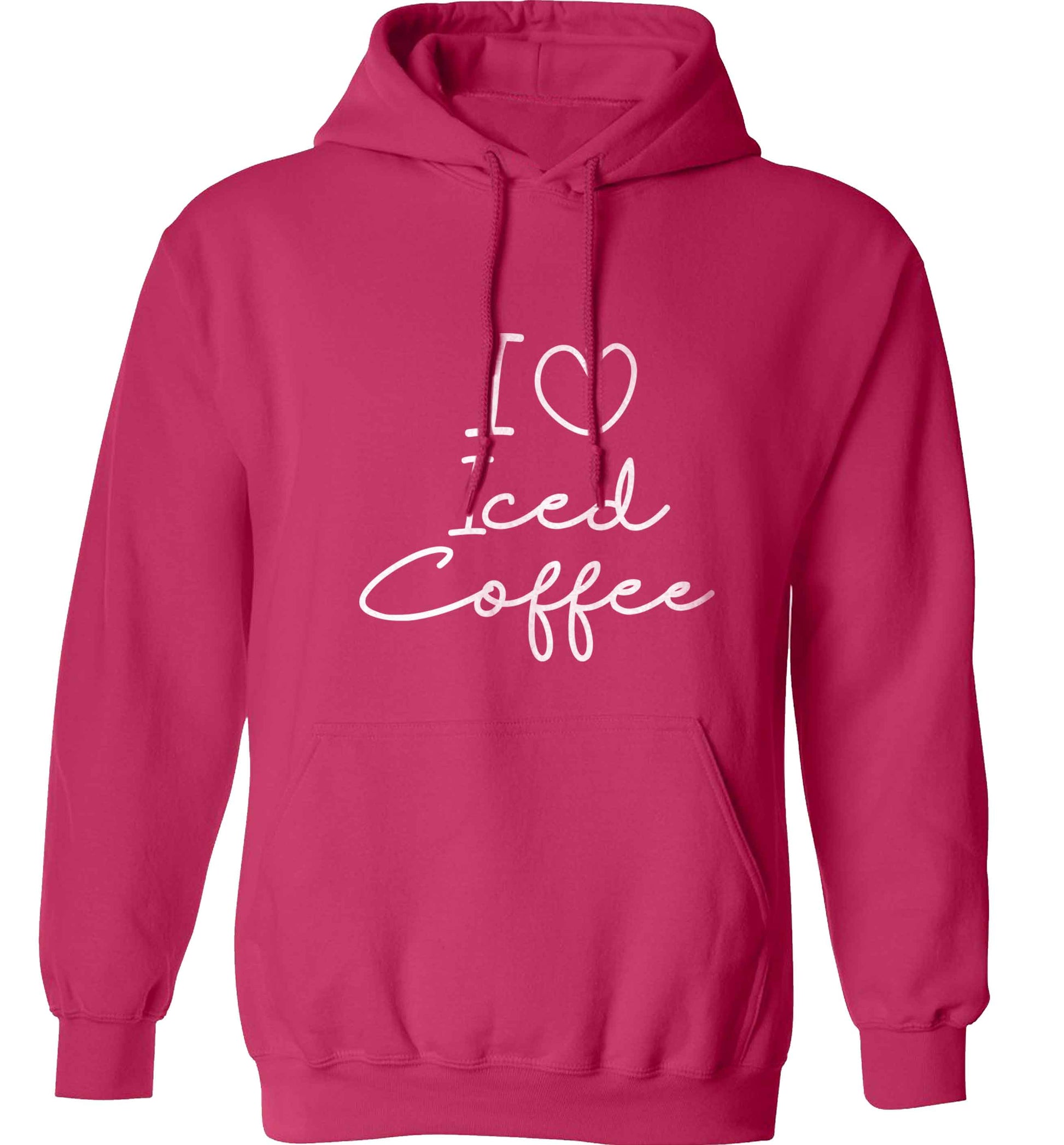 I love iced coffee adults unisex pink hoodie 2XL
