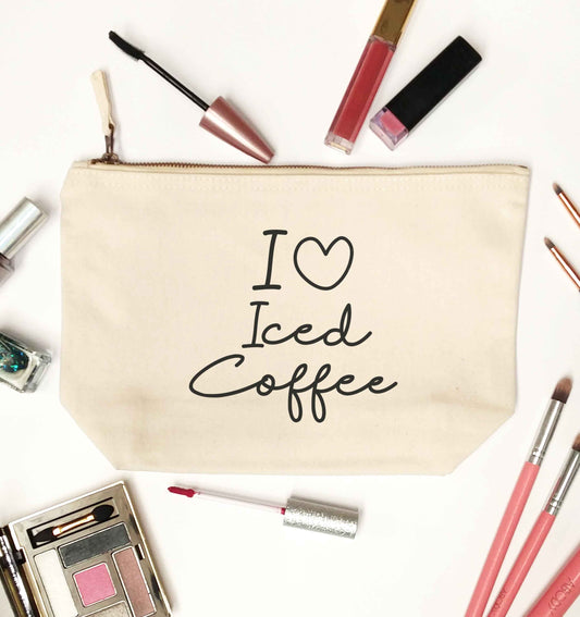 I love iced coffee natural makeup bag