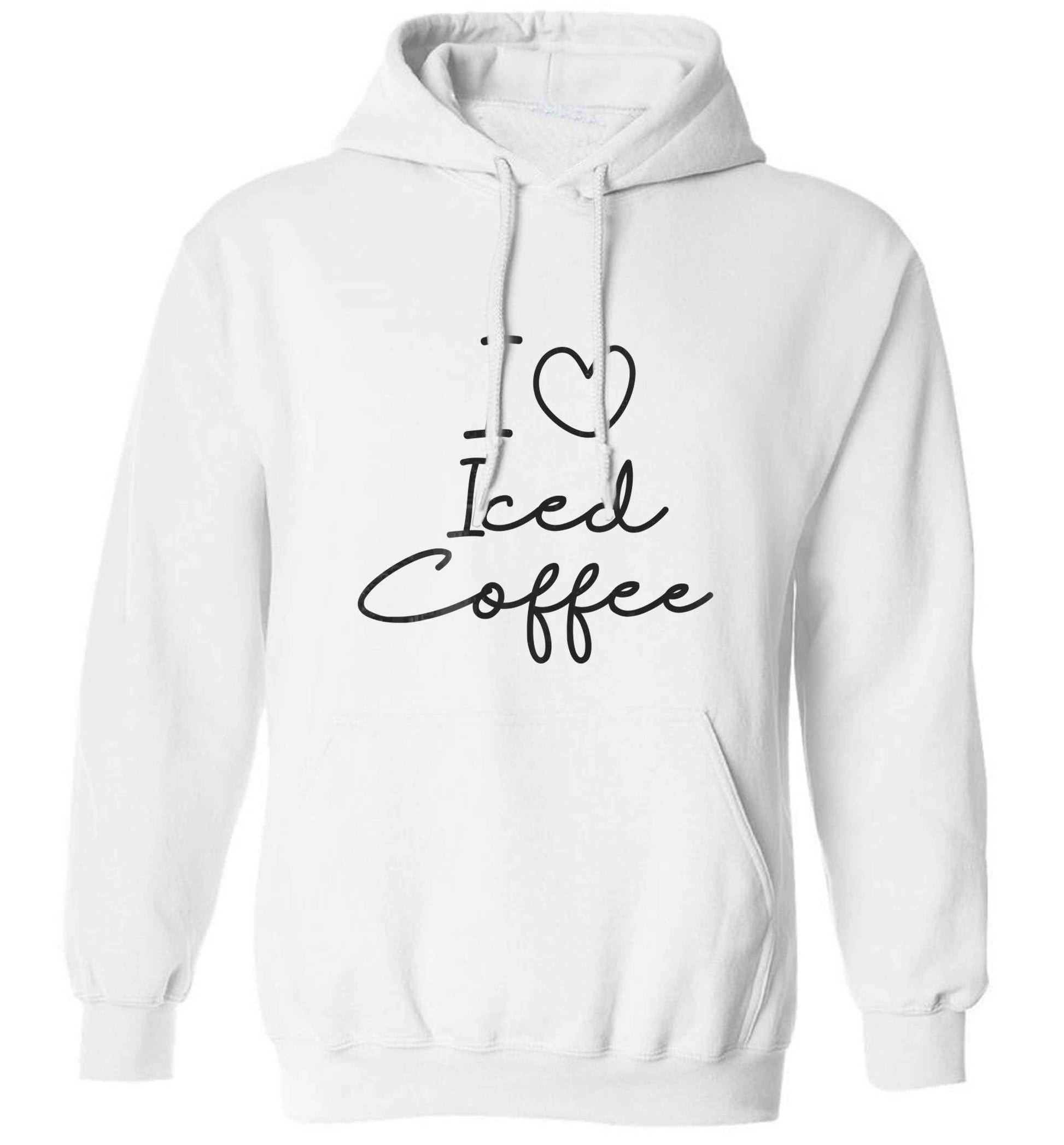 I love iced coffee adults unisex white hoodie 2XL