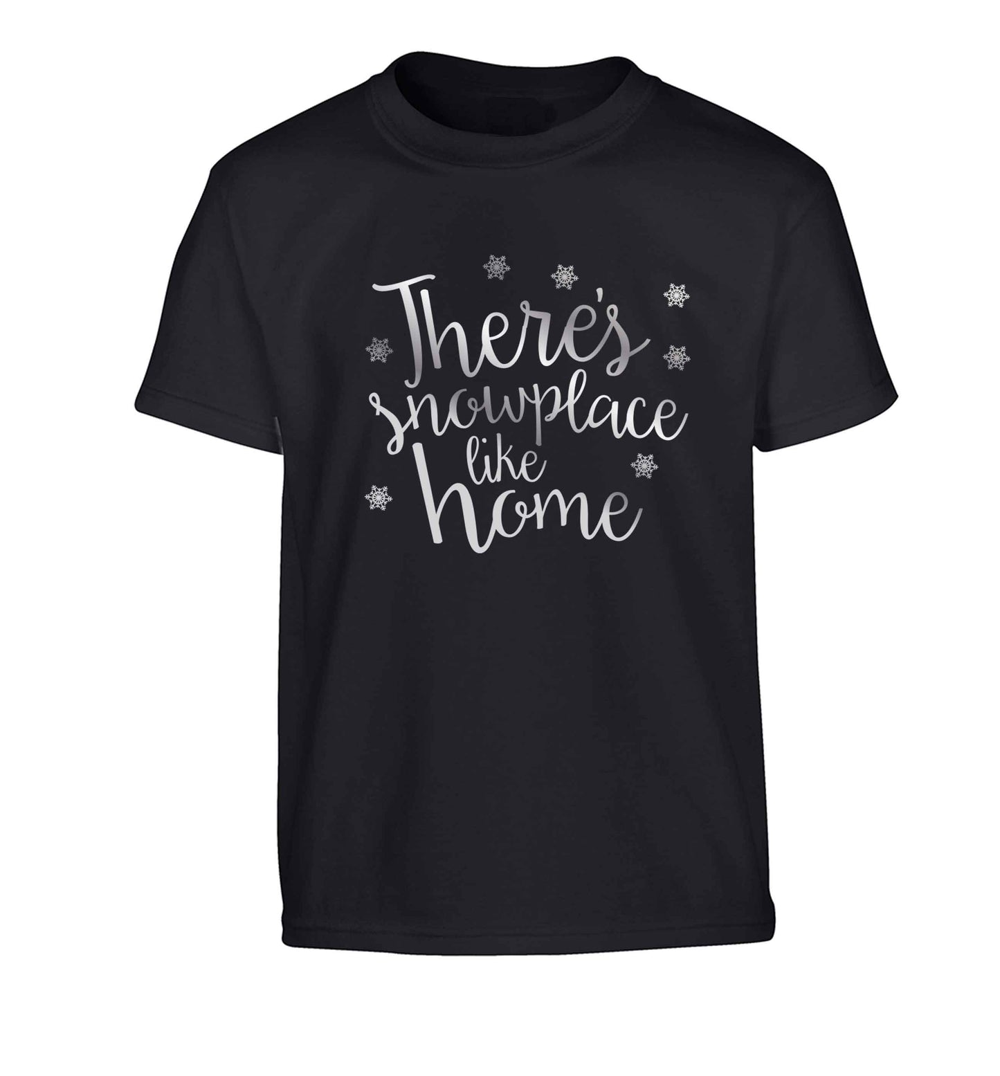 There's snowplace like home - metallic silver Children's black Tshirt 12-13 Years