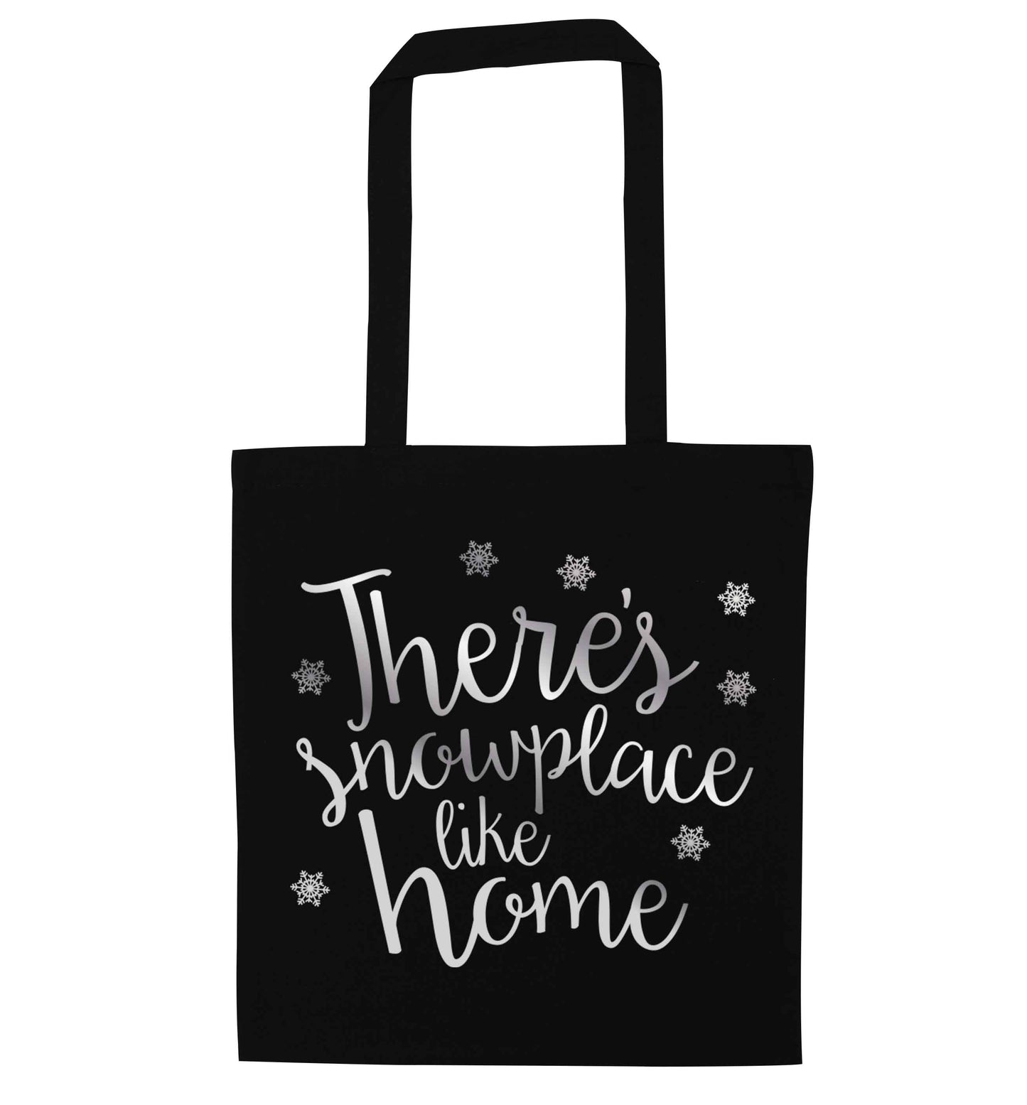 There's snowplace like home - metallic silver black tote bag