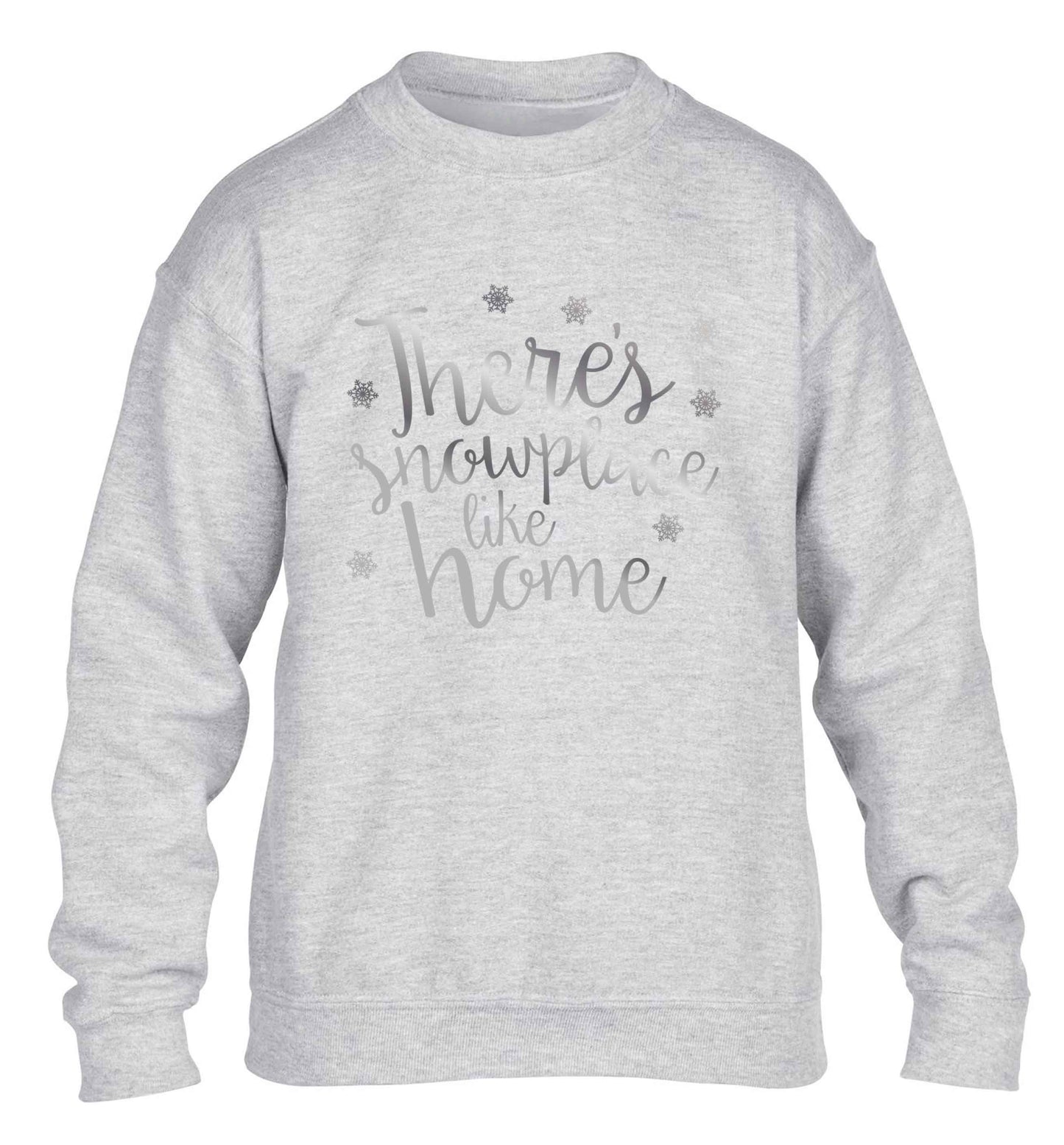 There's snowplace like home - metallic silver children's grey sweater 12-13 Years