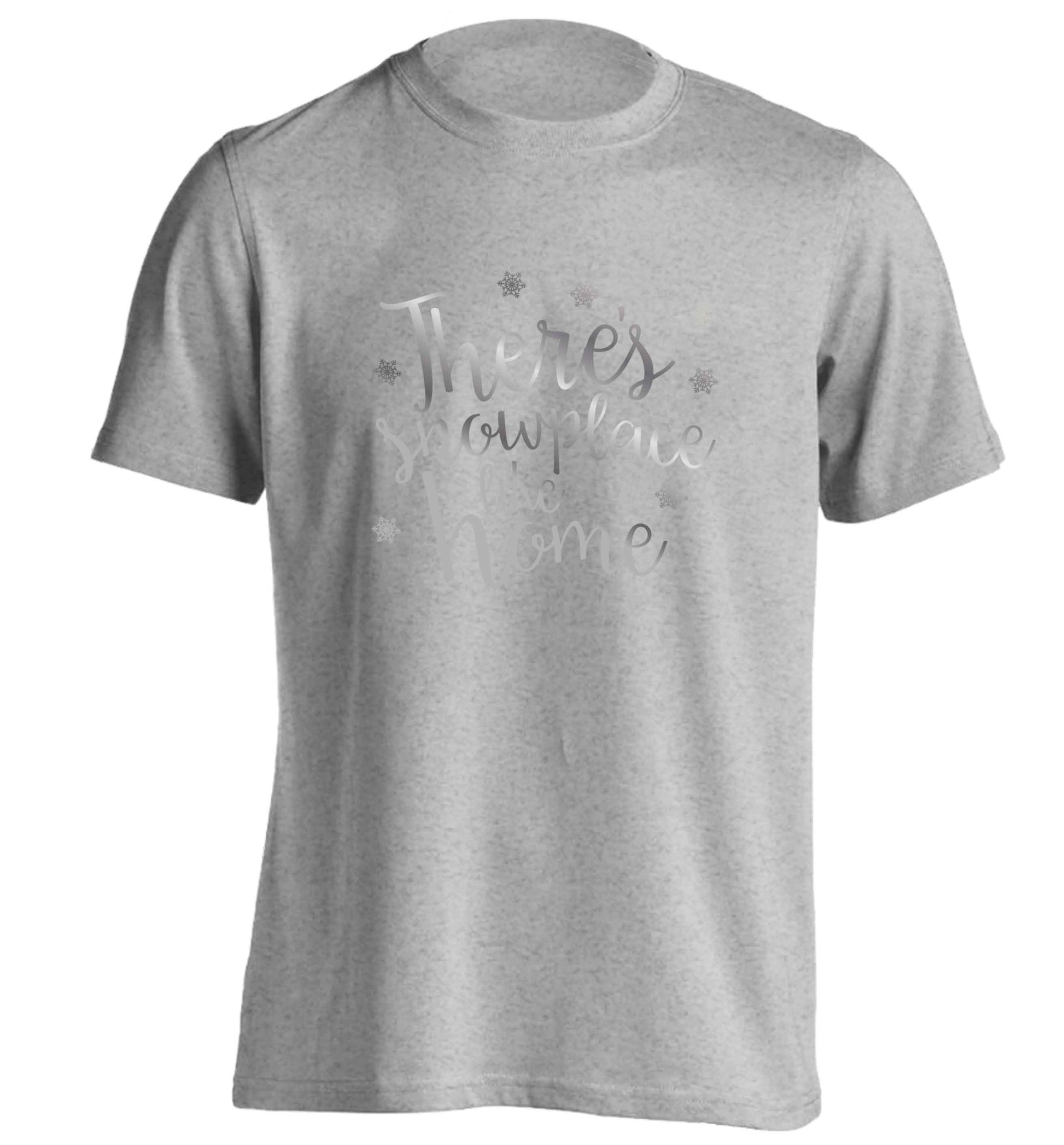 There's snowplace like home - metallic silver adults unisex grey Tshirt 2XL